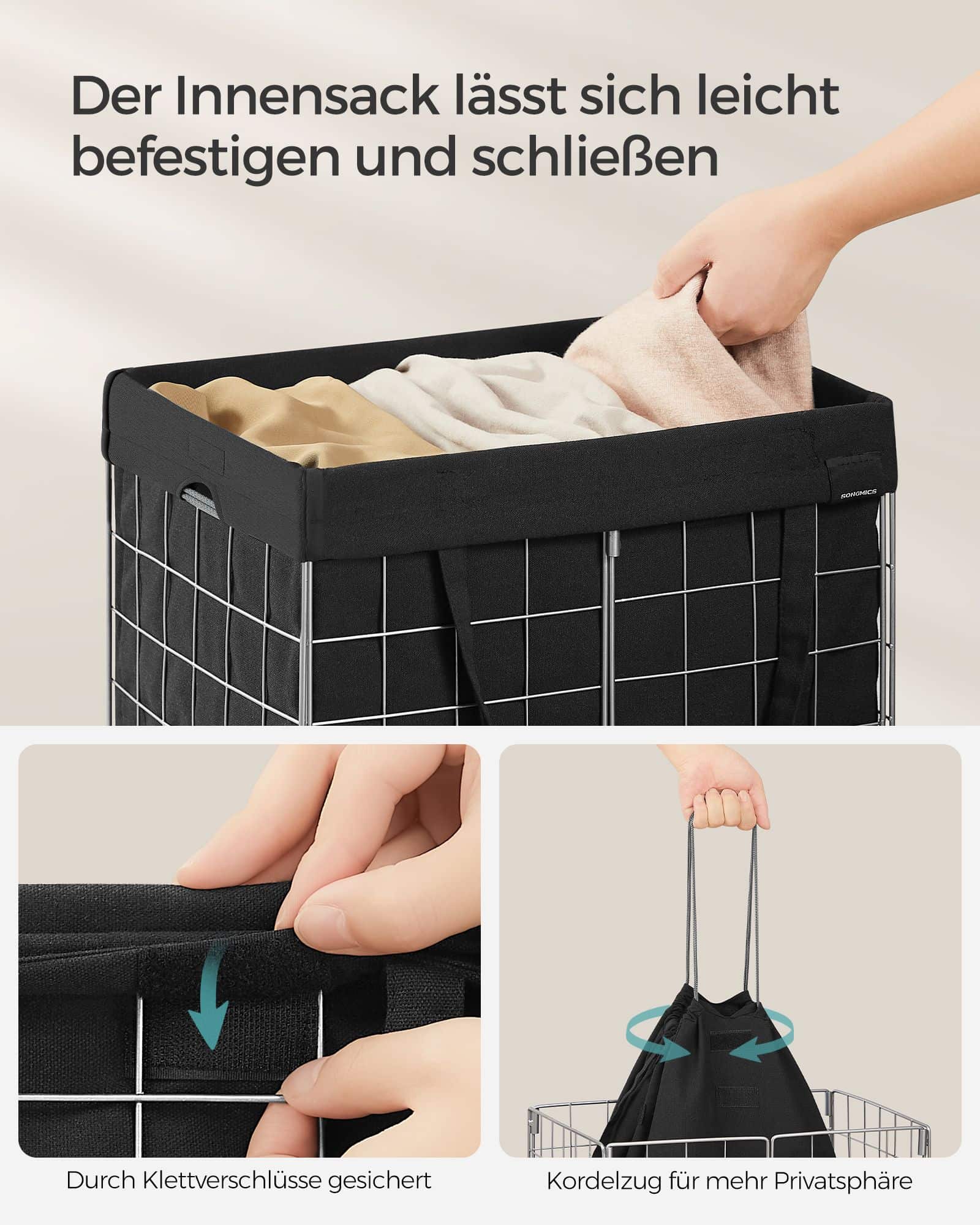 Wäschekorb mit abnehmbarem und waschbarem Wäschesack Wäschekorb mit abnehmbarem und waschbarem Wäschesack