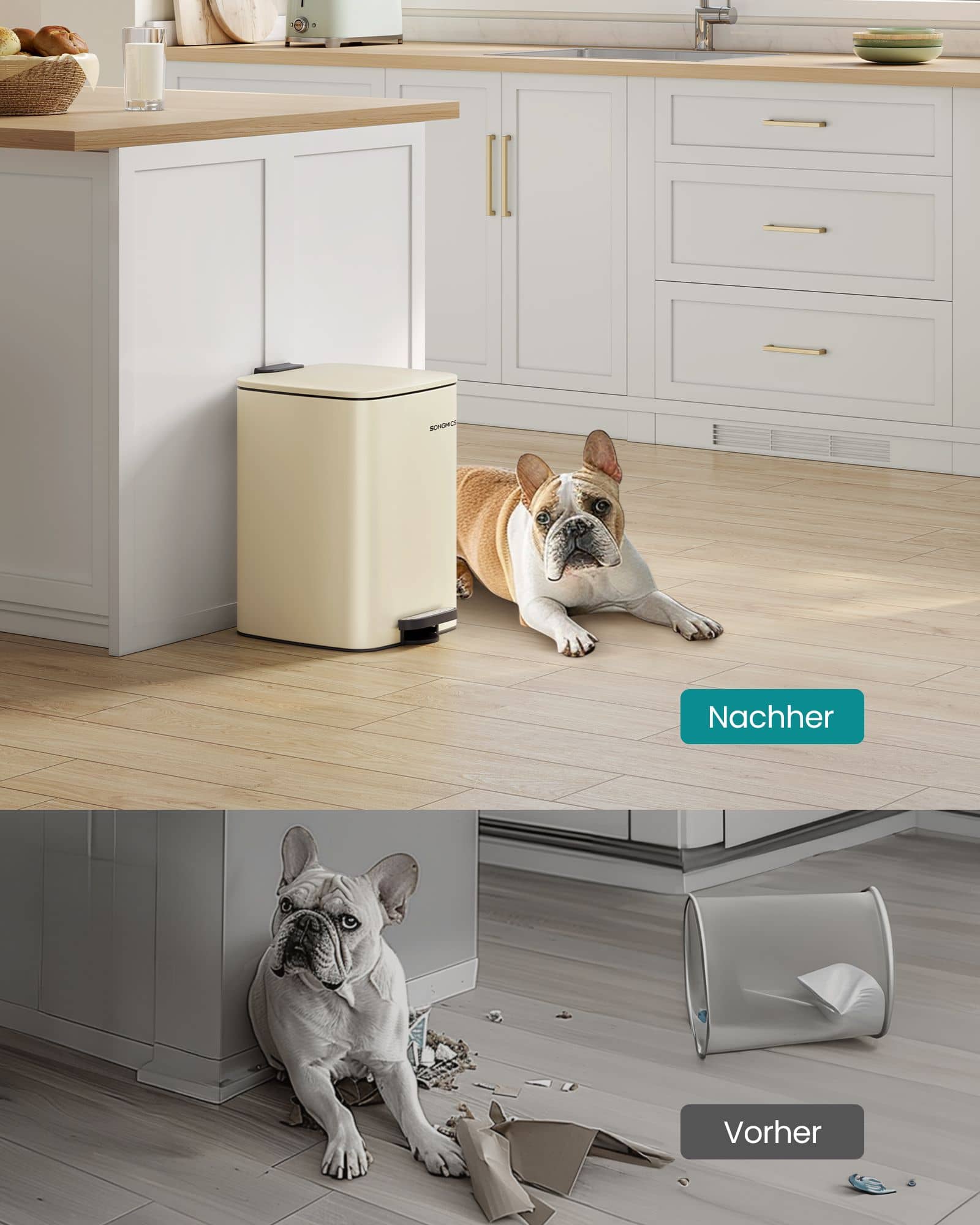 Mülleimer 20 L aus Stahl – Sandbeige Mülleimer 20 L aus Stahl – Sandbeige