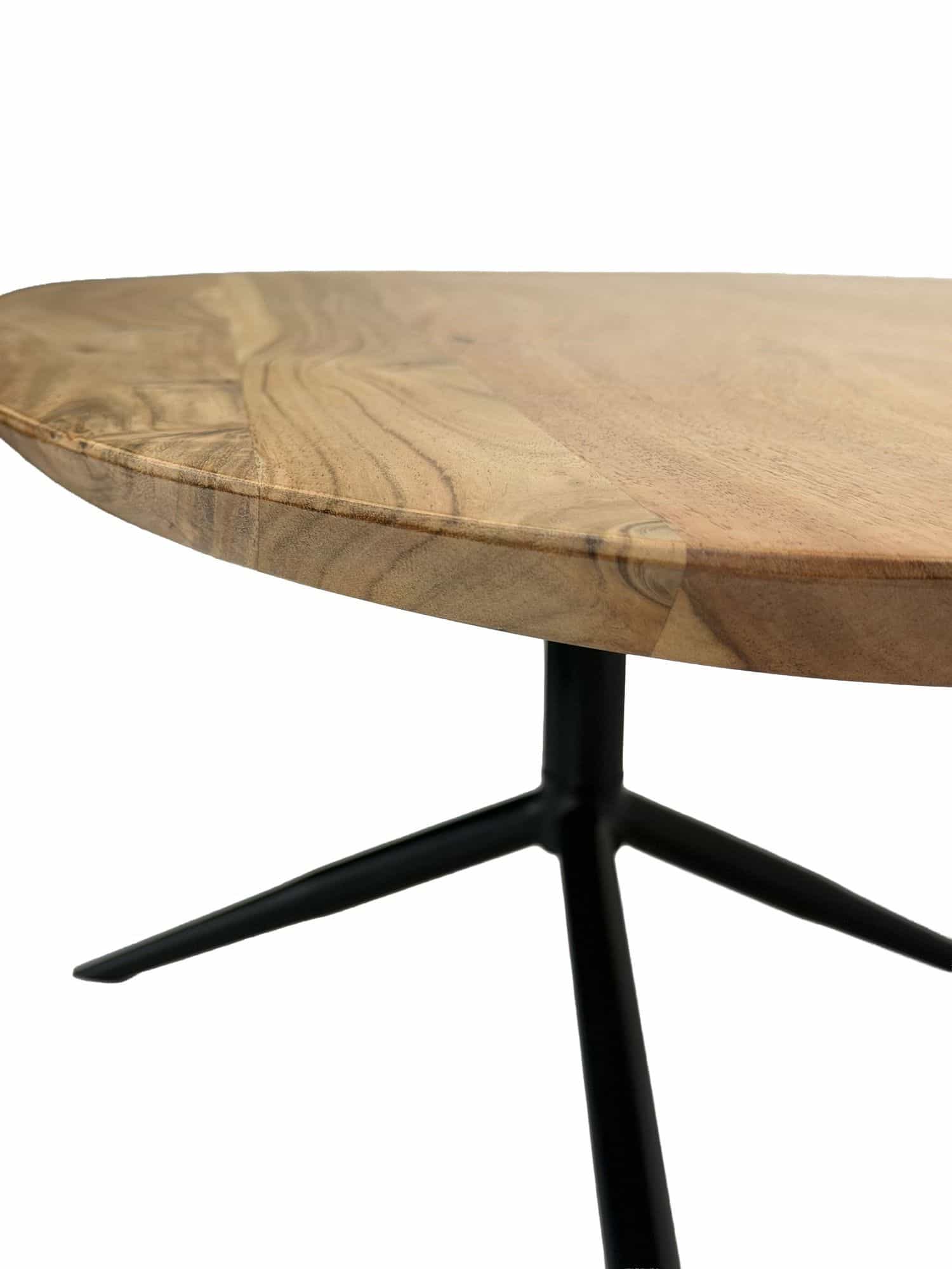 Couchtisch Akazie Massivholz oval 87cm · Ovaler Design Wohnzimmertisch mit schwarzem Metallgestell · Moderner Sofatisch handgefertigt Couchtisch Akazie Massivholz oval 87cm · Ovaler Design Wohnzimmertisch mit schwarzem Metallgestell · Moderner Sofatisch handgefertigt