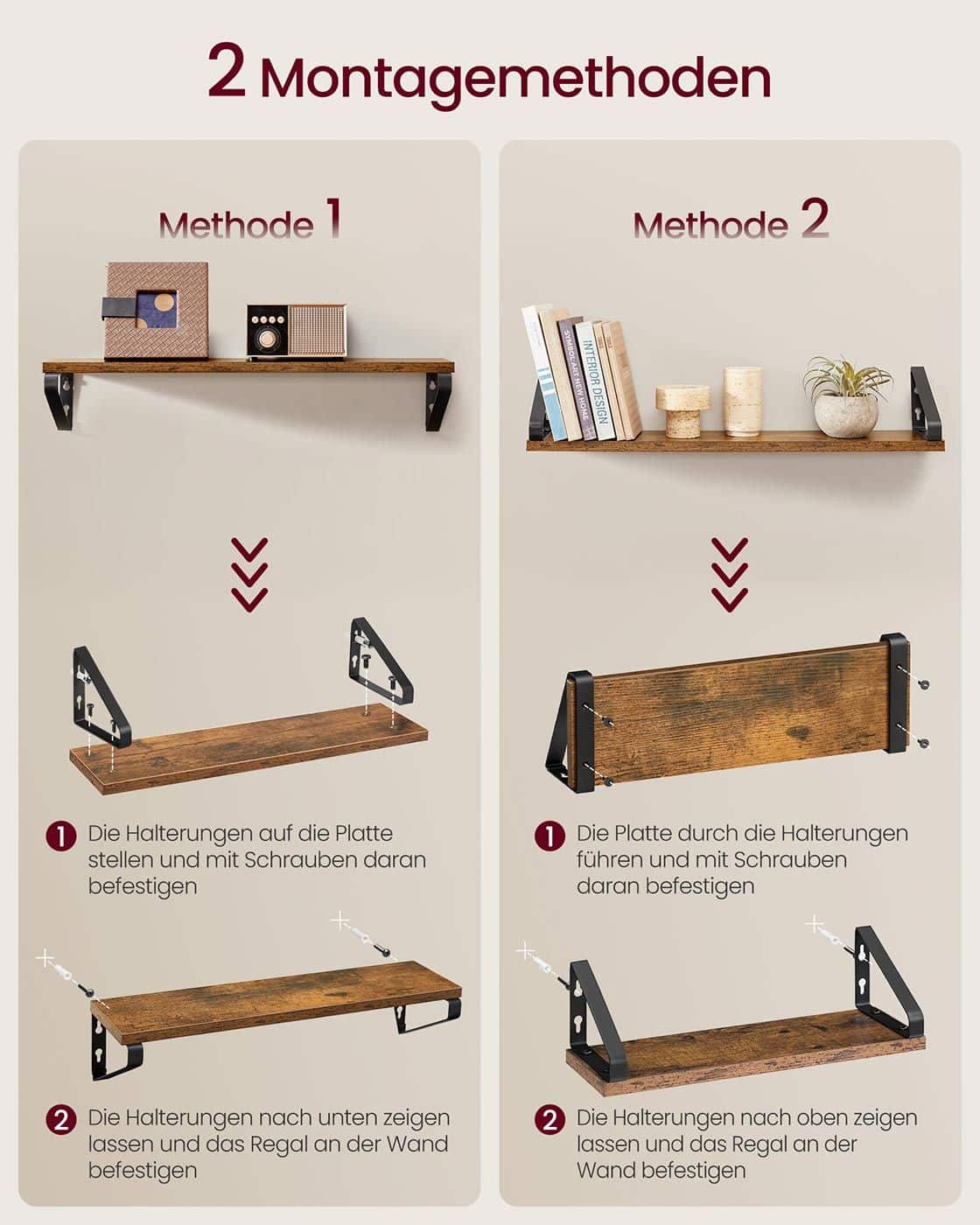 Industrie-Look Wandregale 3er Set