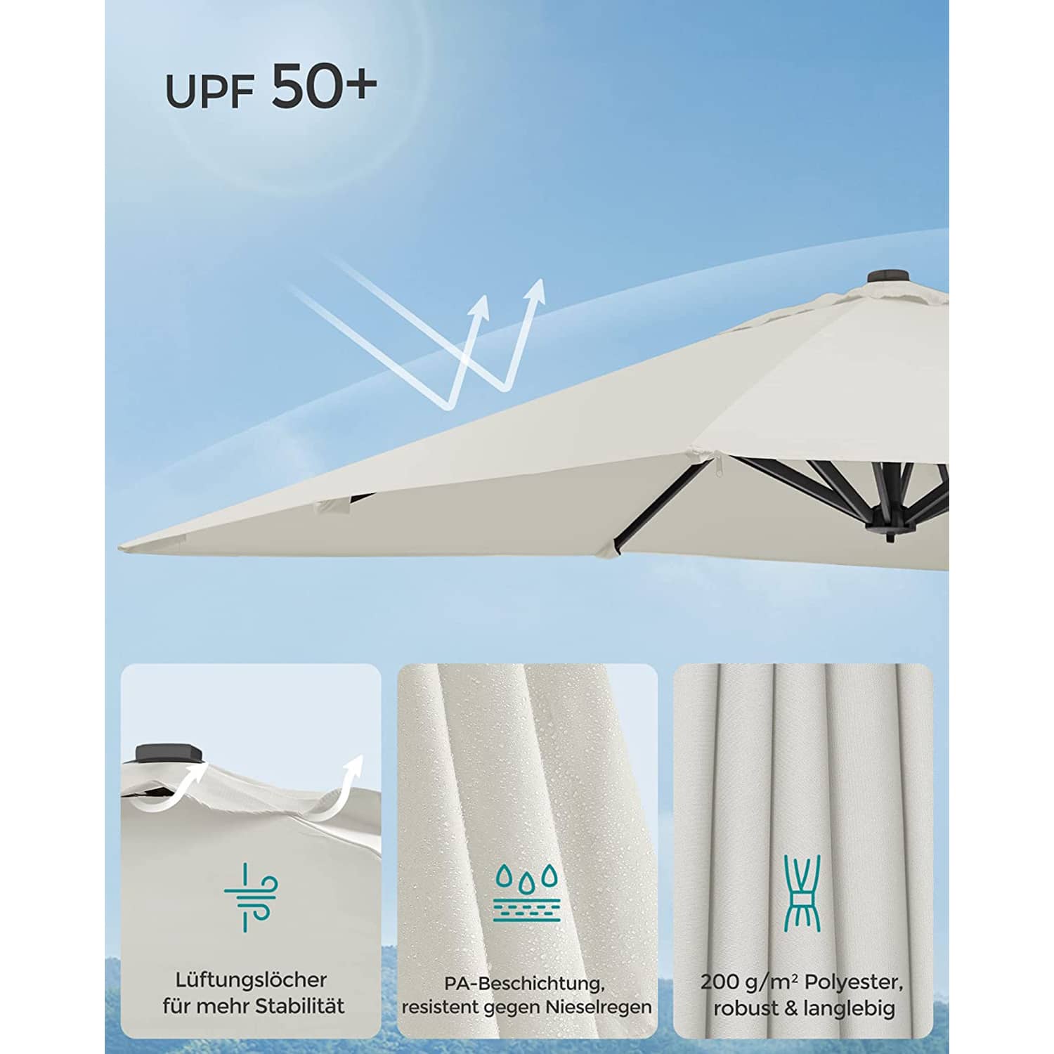 Sonnenschirm Neigungswinkel verstellbar beige Sonnenschirm Neigungswinkel verstellbar beige