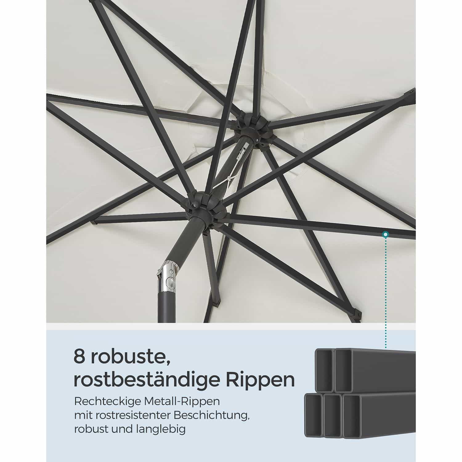 Sonnenschirm beidseitig um 30° knickbar beige