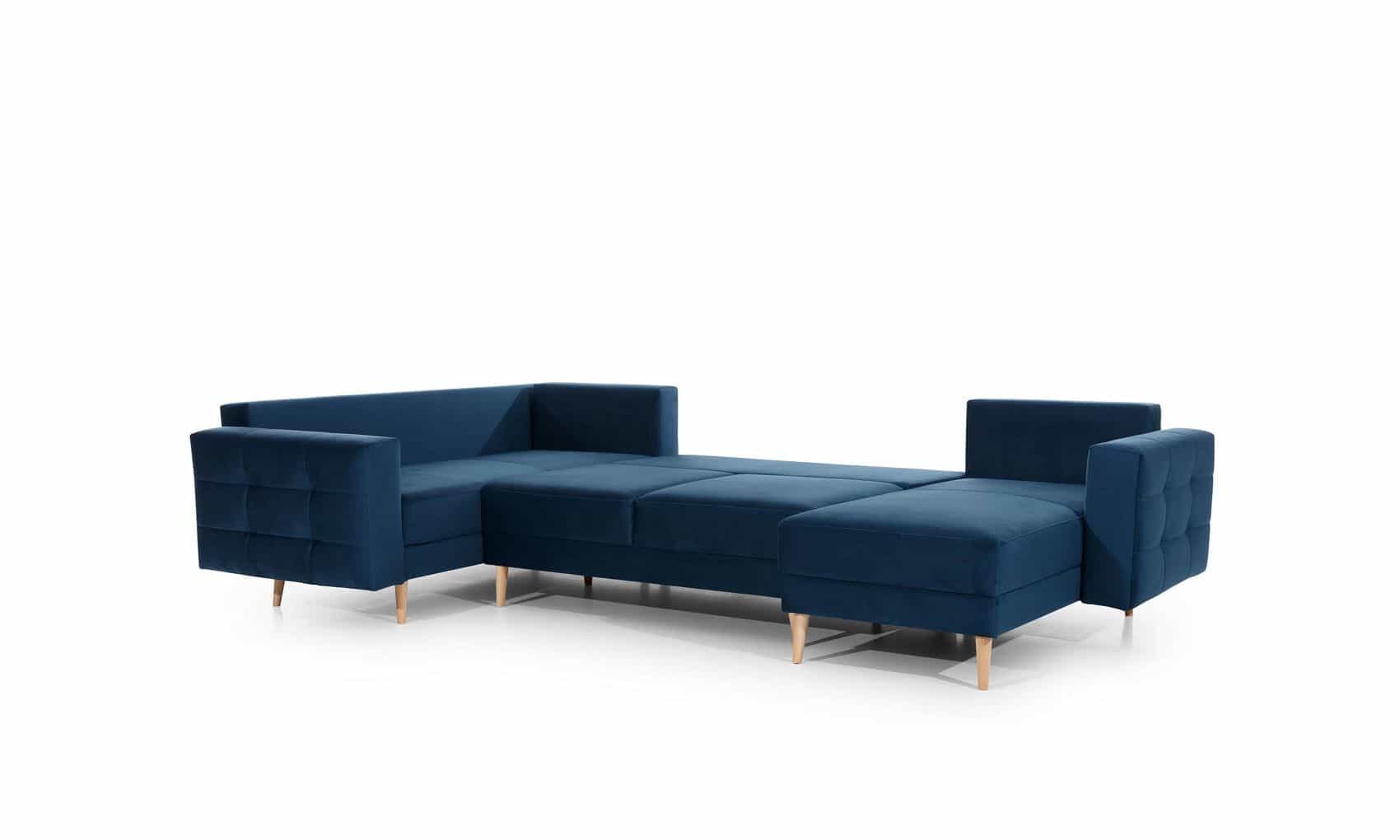 Wohnlandschaft Asgard U Dunkelblau – Sofa mit Schlaffunktion | beidseitig montierbar