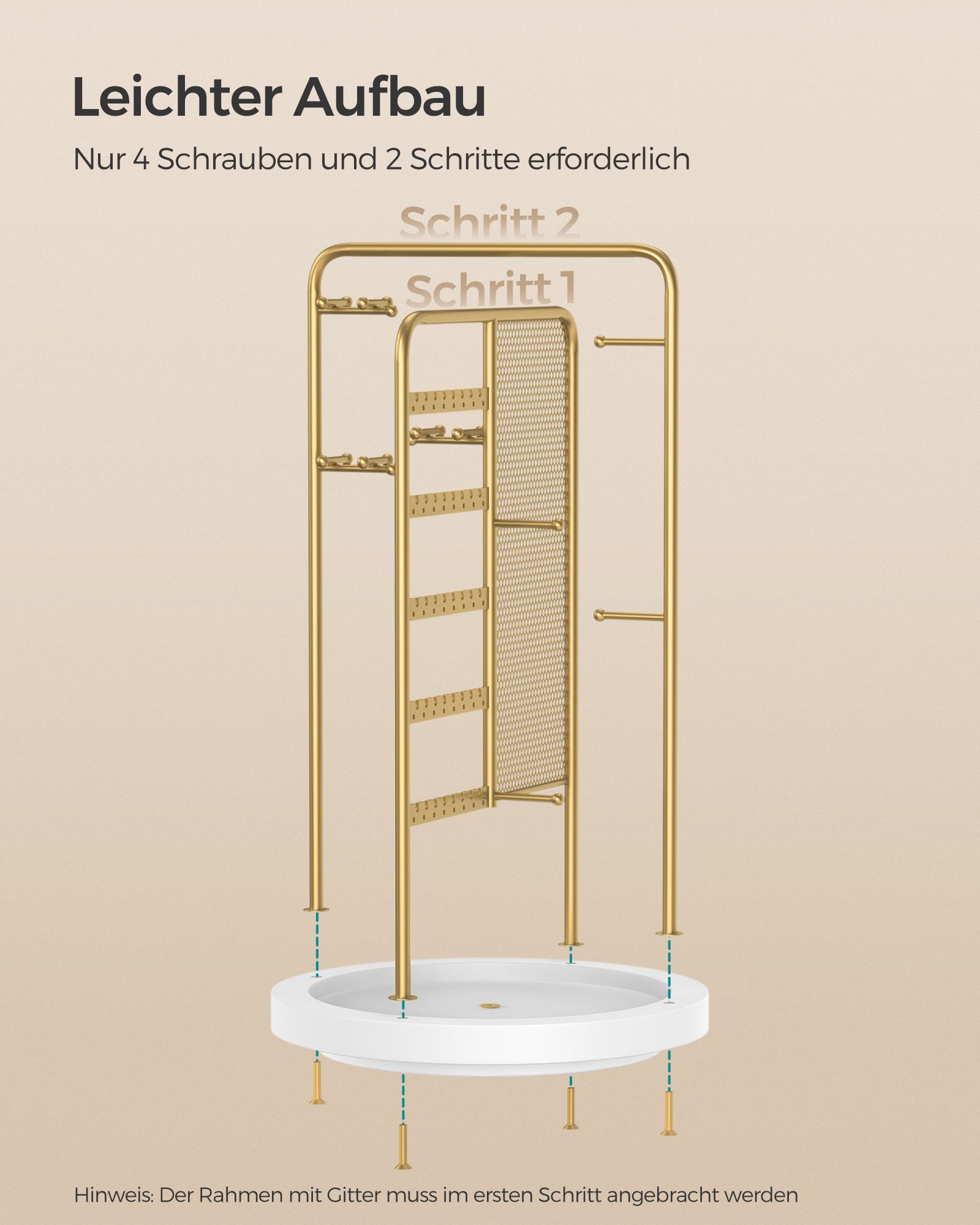 Schmuckhalter mit Metallrahmen Geschenkidee goldfarben Schmuckhalter mit Metallrahmen Geschenkidee goldfarben