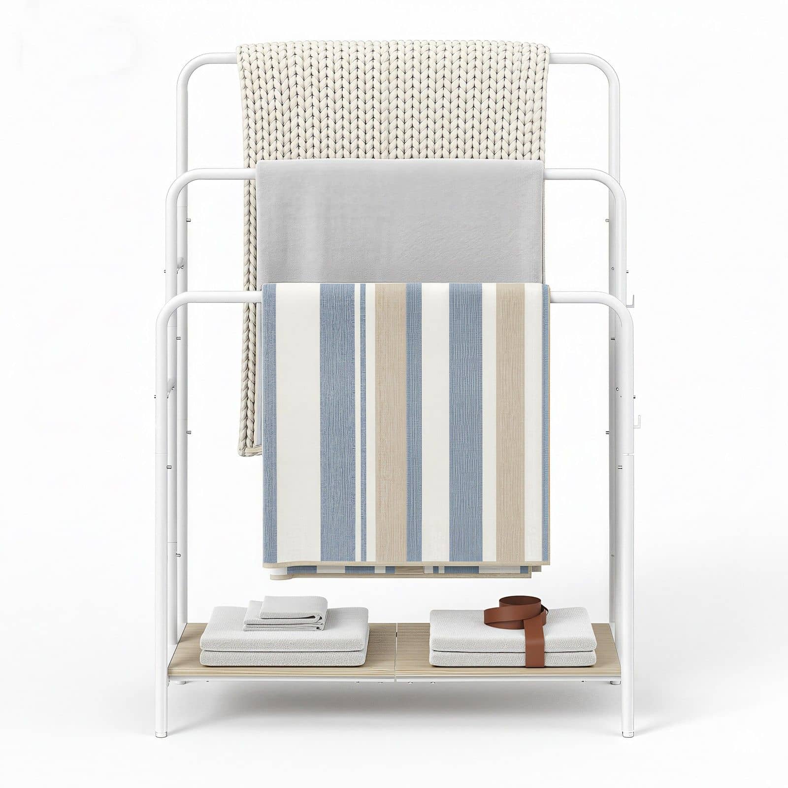 Handtuchhalter mit 3 Stangen, Handtuchständer mit 2 Haken, für Wohnzimmer Handtuchhalter mit 3 Stangen, Handtuchständer mit 2 Haken, für Wohnzimmer