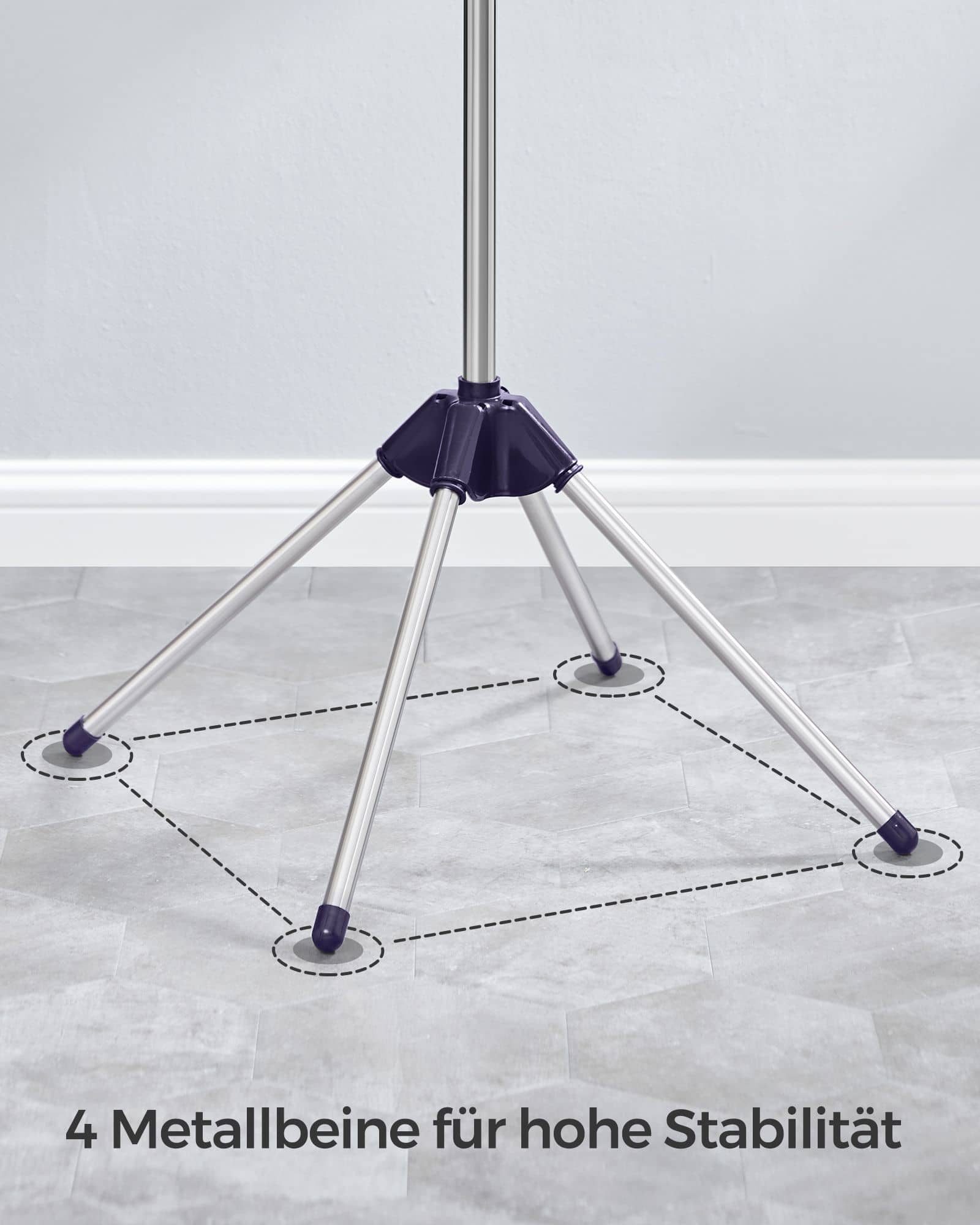 Wäscheständer mit 3 drehbaren Armen und 4 Beinen blau-silbern Wäscheständer mit 3 drehbaren Armen und 4 Beinen blau-silbern