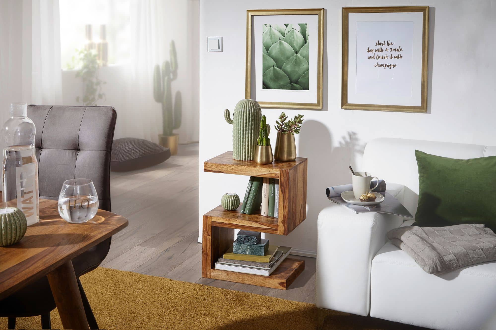 Beistelltisch MUMBAI Massivholz Sheesham S Cube 60cm hoch Wohnzimmer-Tisch Design braun Landhaus-Stil Couchtisch Beistelltisch MUMBAI Massivholz Sheesham S Cube 60cm hoch Wohnzimmer-Tisch Design braun Landhaus-Stil Couchtisch