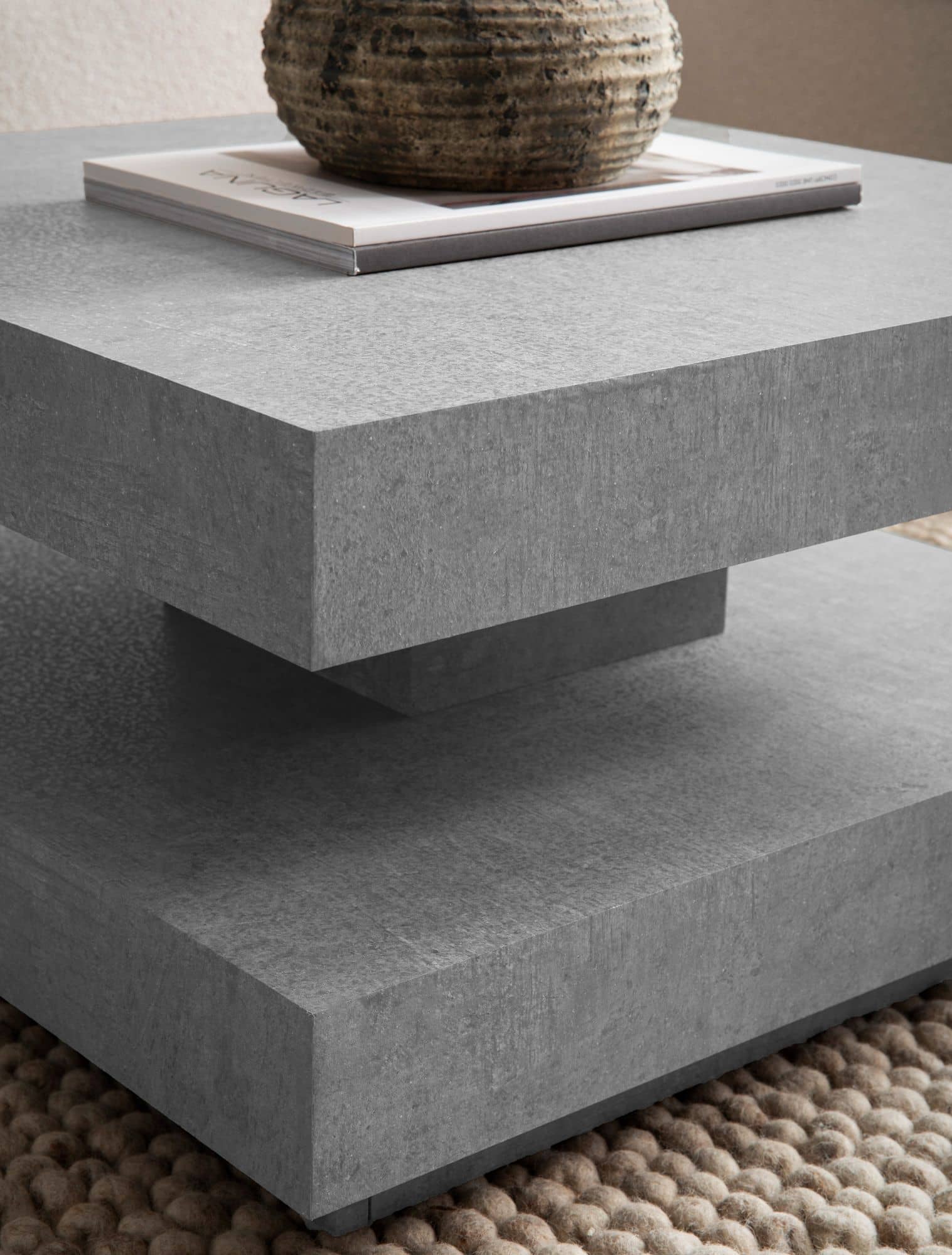 Couchtisch 60x60x34 cm Grau Sofatisch in Beton-Optik Modern Couchtisch 60x60x34 cm Grau Sofatisch in Beton-Optik Modern