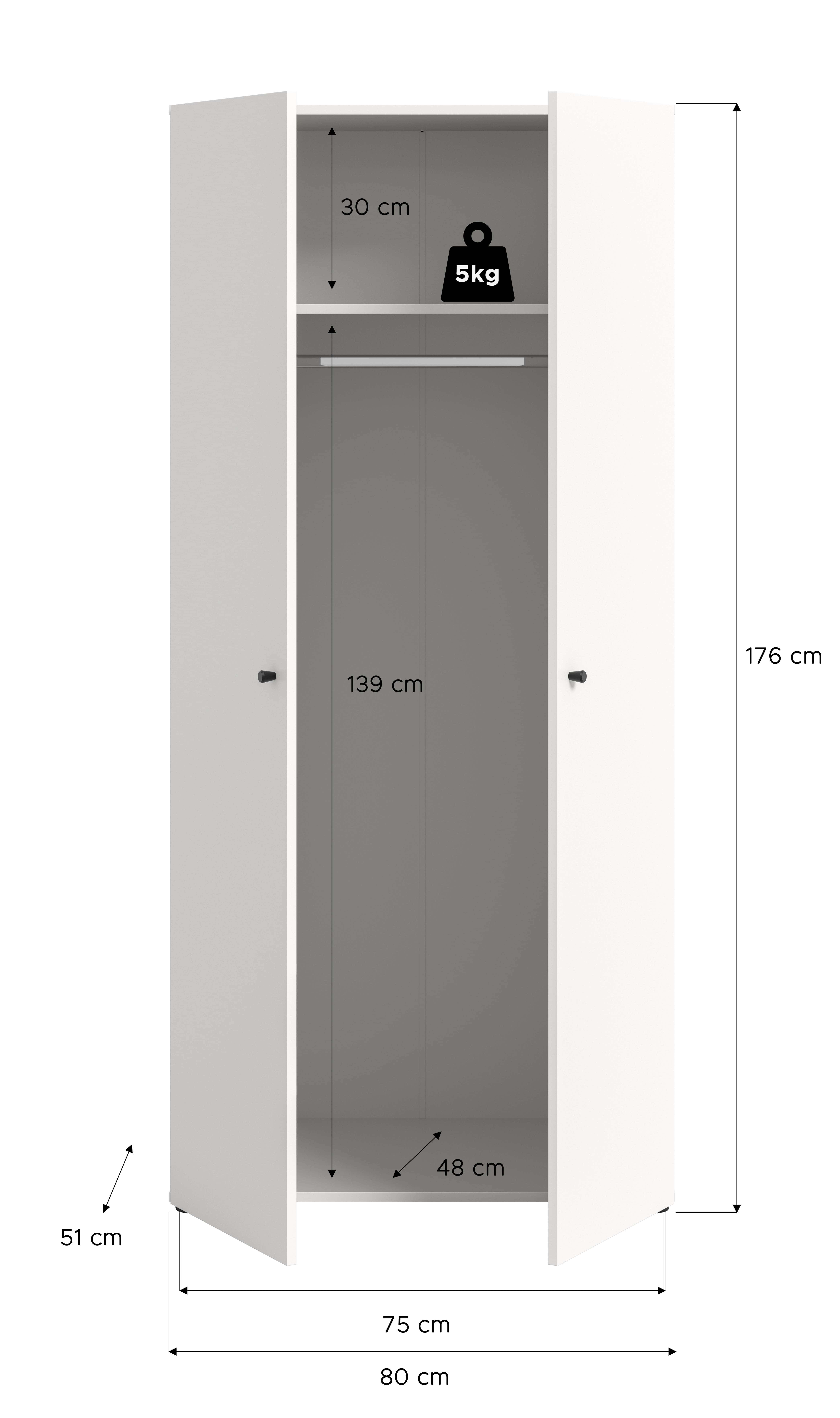 Darwin Kleiderschrank 2-türig