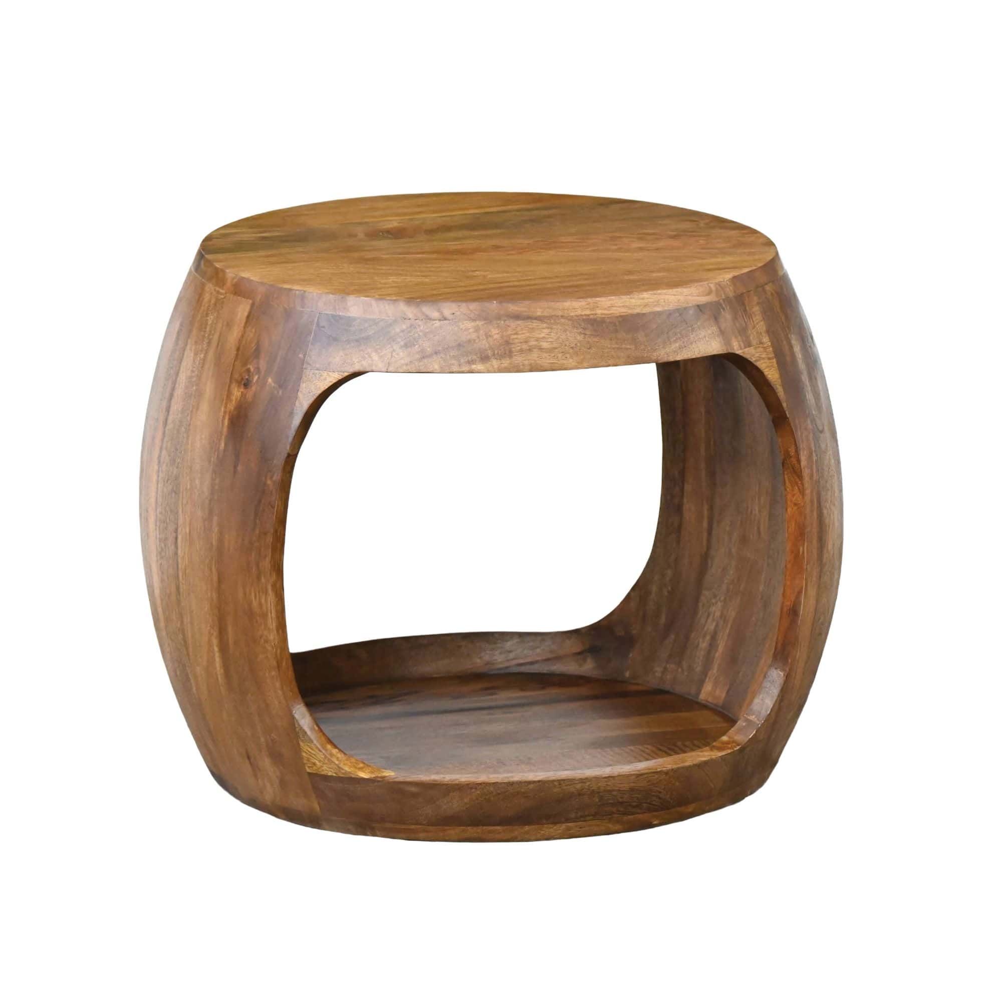 Beistelltisch 50cm Mango Massivholz rund mit Ablagefach - Couchtisch Echtholz handgefertigt Beistelltisch 50cm Mango Massivholz rund mit Ablagefach - Couchtisch Echtholz handgefertigt