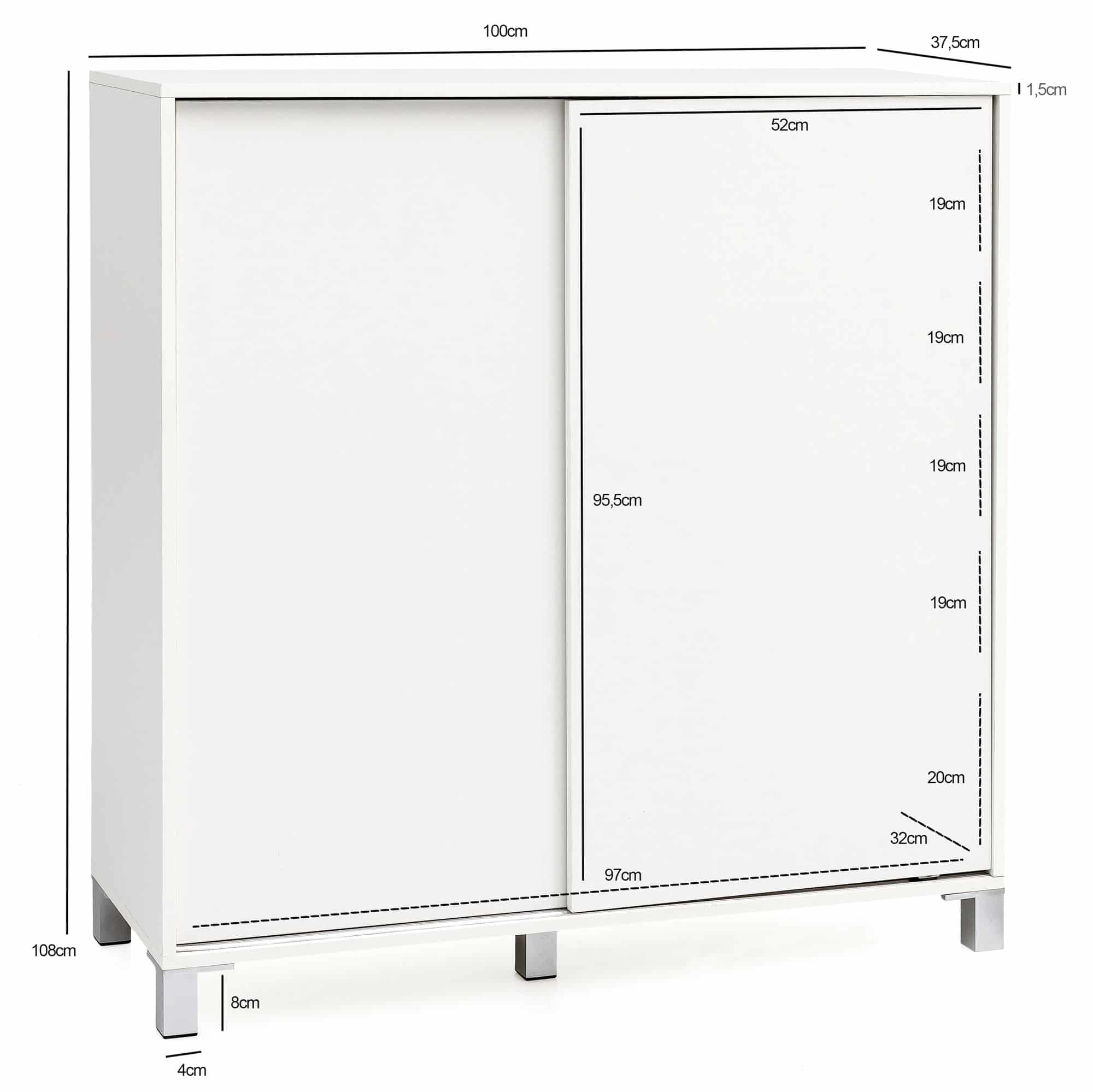 47485-WOHNLING-Schuhschrank-TELLY-100x38x100-cm-W_3 Schuhschrank WL5.712 Holz Weiß 100x108x37,5 cm Ablage Hoch