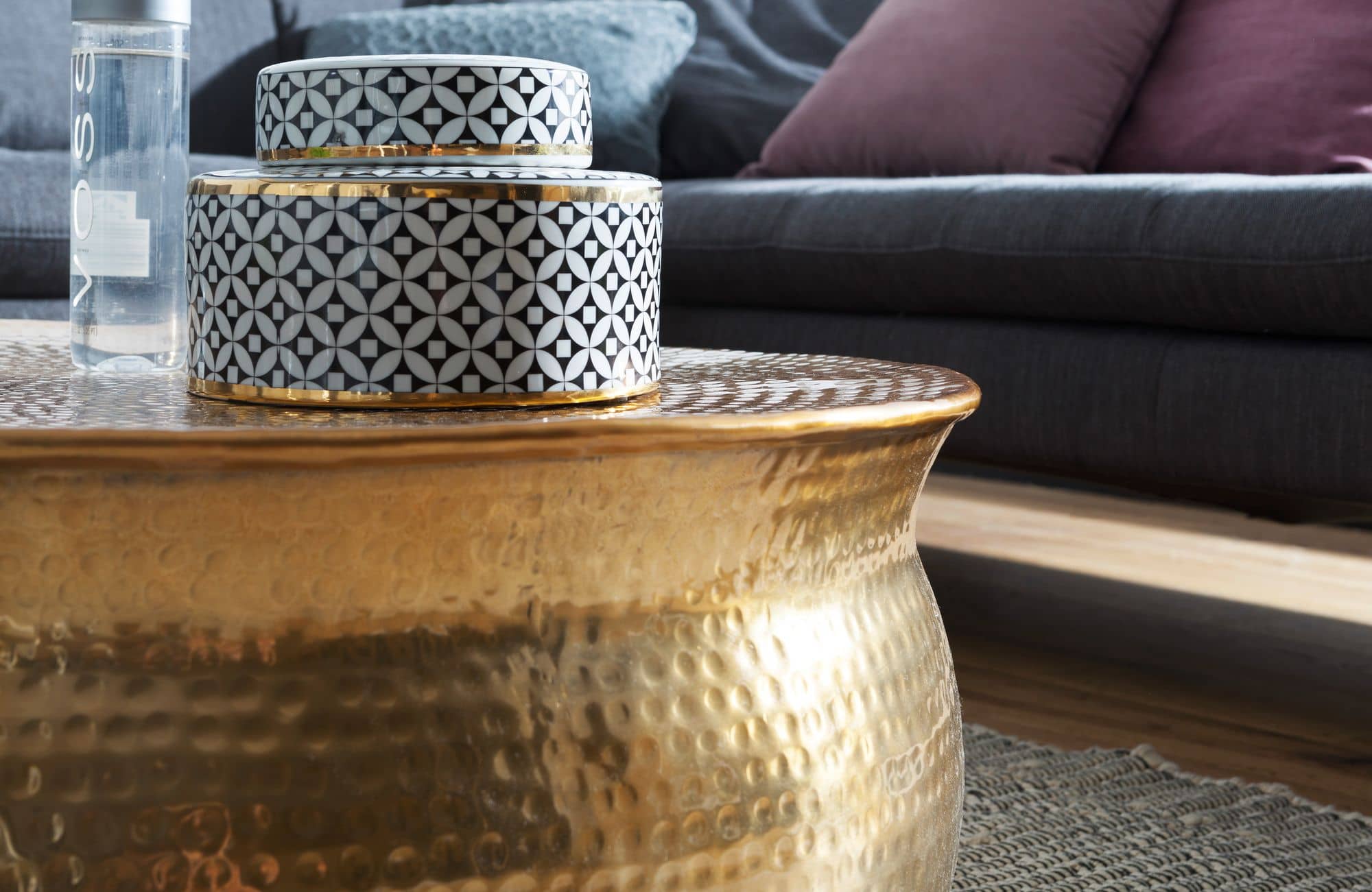 Couchtisch 75x31x75 cm Aluminium Gold Beistelltisch orientalisch rund Couchtisch 75x31x75 cm Aluminium Gold Beistelltisch orientalisch rund