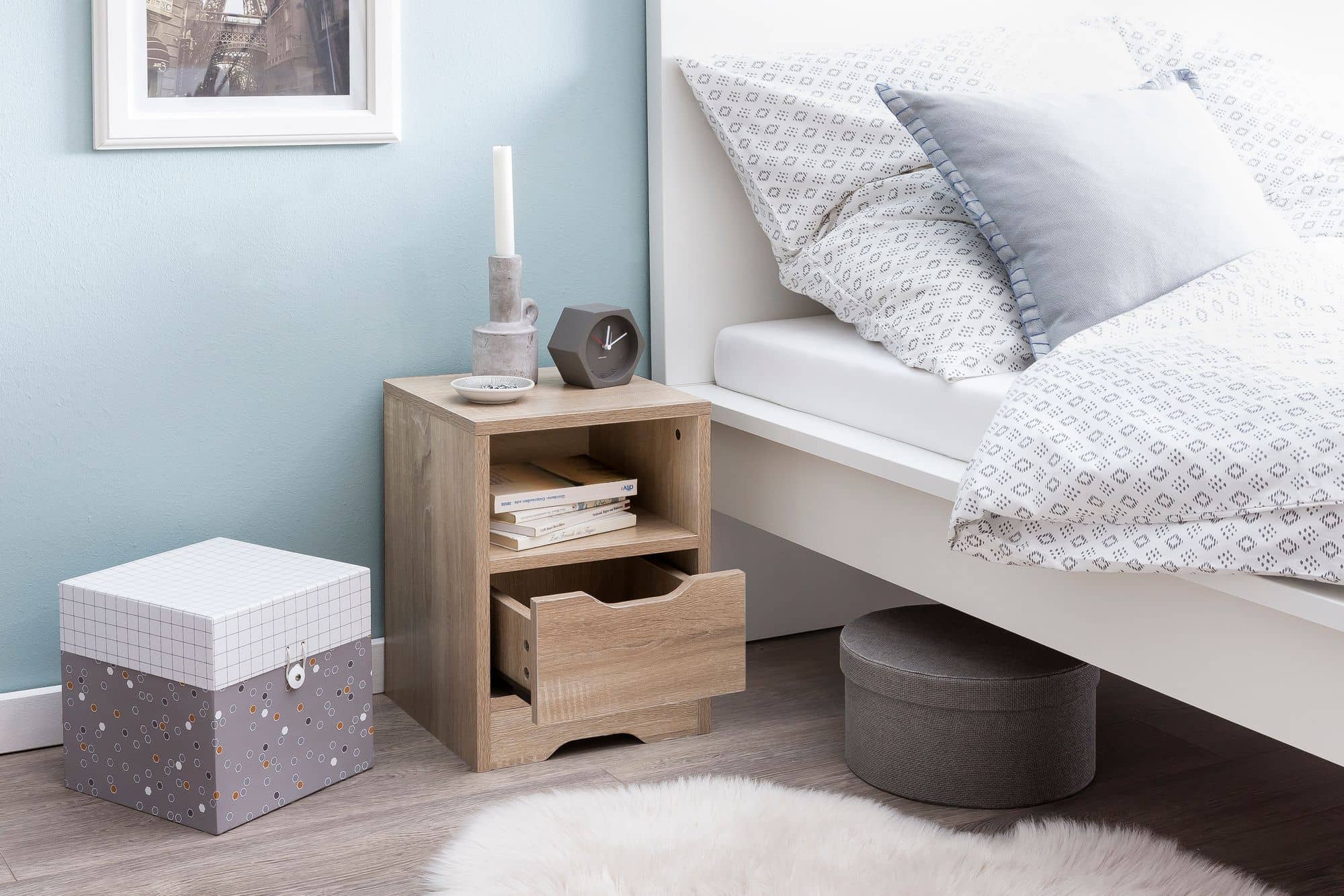 Nachtkonsole WL5.701 31x43x31 cm Sonoma 1 Schublade und Ablagefach Nachtkonsole WL5.701 31x43x31 cm Sonoma 1 Schublade und Ablagefach