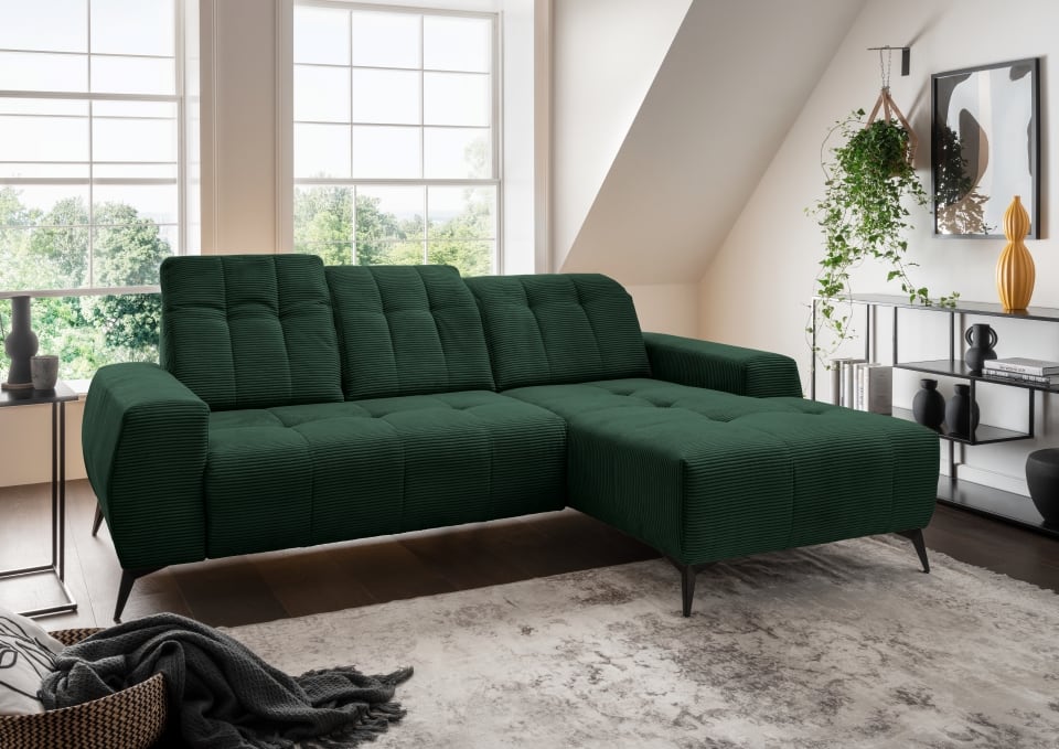 Ecksofa Sano von Benformato – Hochwertiges Cordsofa mit Elektrofunktion und verstellbaren Kopflehnen