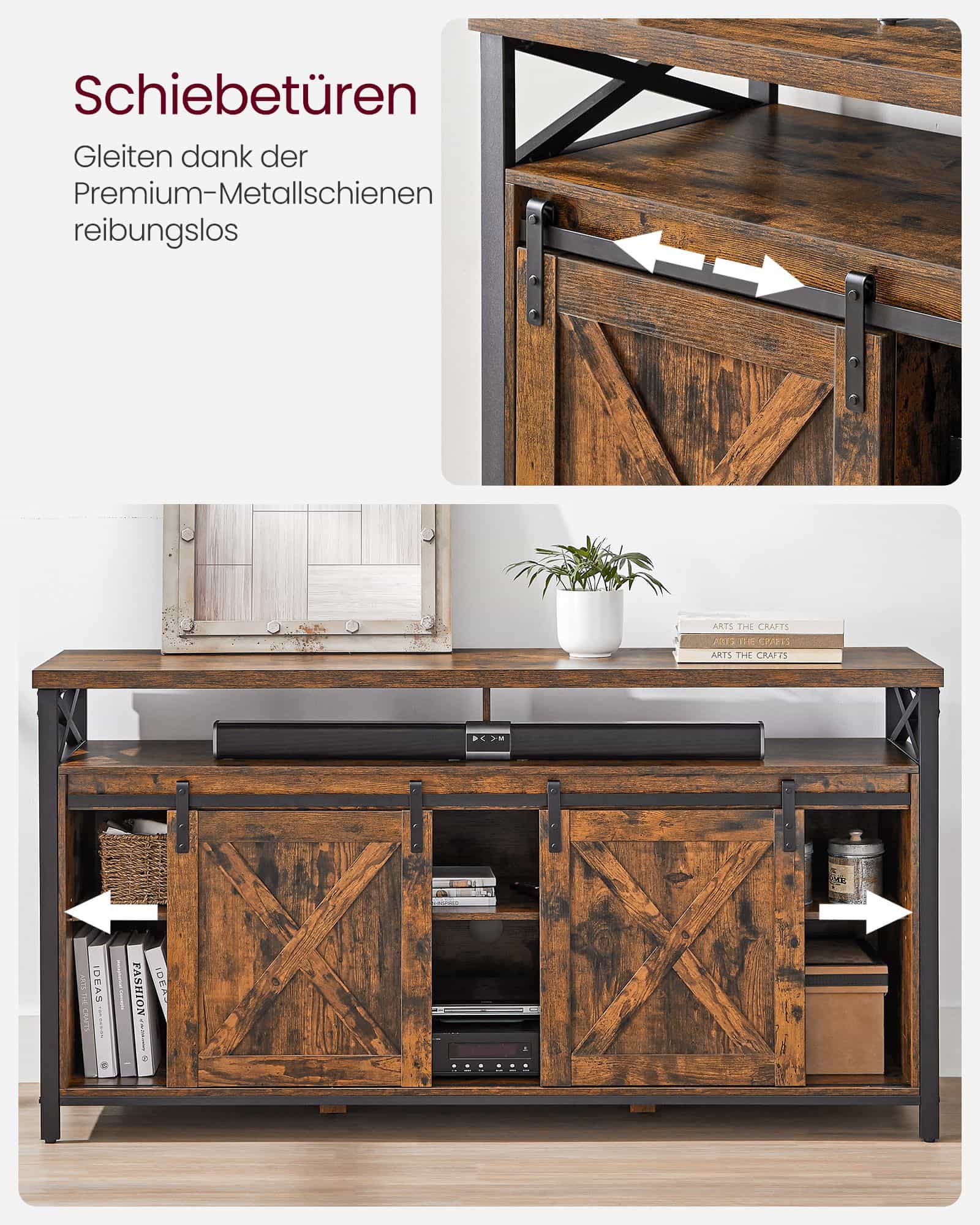 TV-Schrank Landhausstil vintagebraun-schwarz