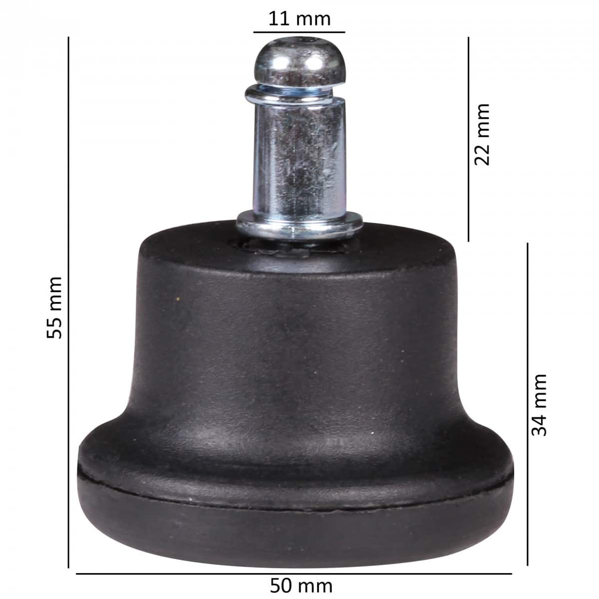 35944-Amstyle-5er-Set-Bodengleiter-Fussgleiter-fu 5er Set Design Kunststoff Bodengleiter / Fußgleiter für Bürostuhl rund Schwarz 11 mm
