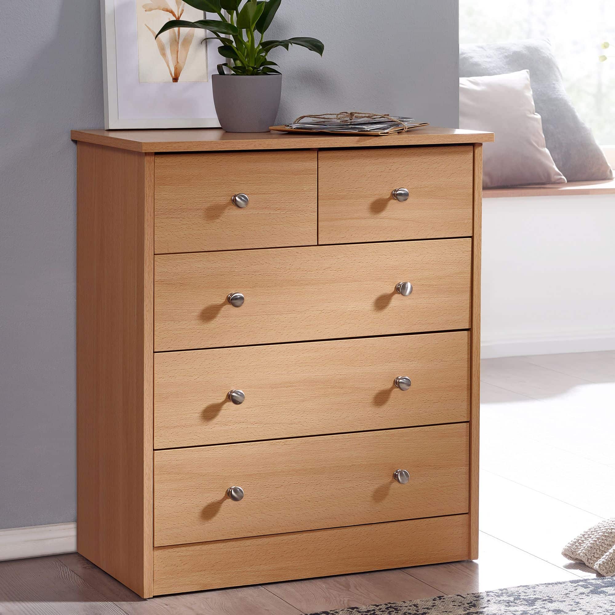 Design Holz-Kommode 60 x 70 x 35 cm buche mit 5 Schubladen Design Holz-Kommode 60 x 70 x 35 cm buche mit 5 Schubladen