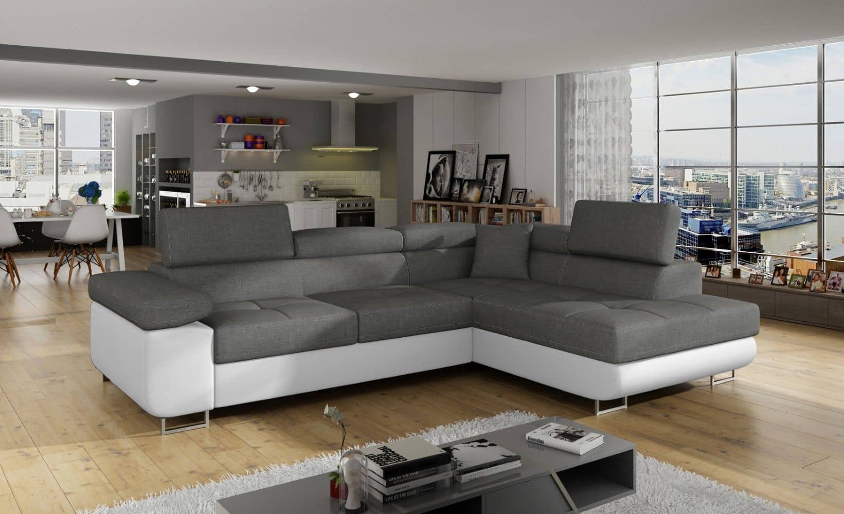 Eltap Ecksofa Anton mit Schlaffunktion & Bettkasten | Sawanna/Soft