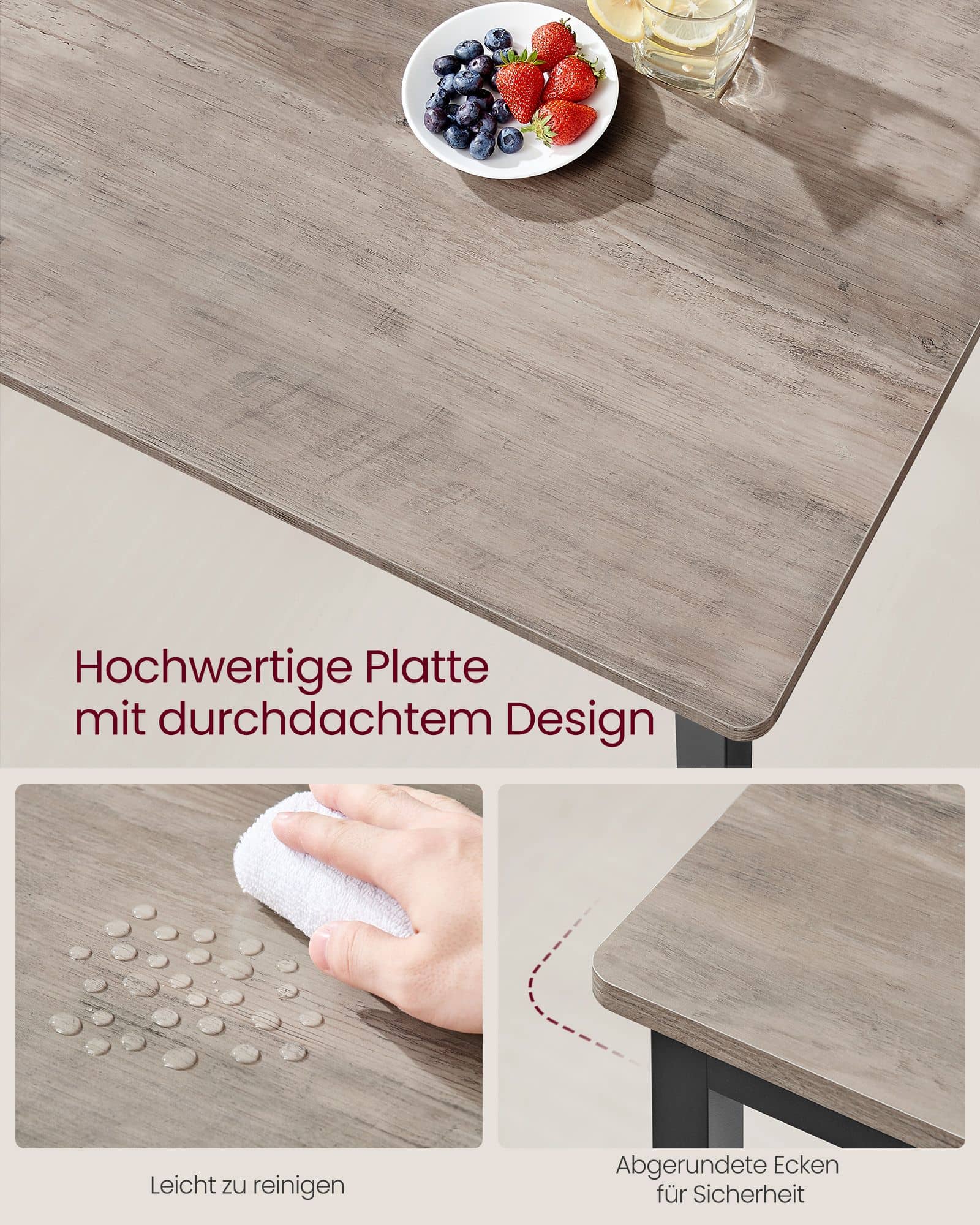 Esstisch 70 x 110 x 77 cm greige meliert-mattschwarz Esstisch 70 x 110 x 77 cm greige meliert-mattschwarz