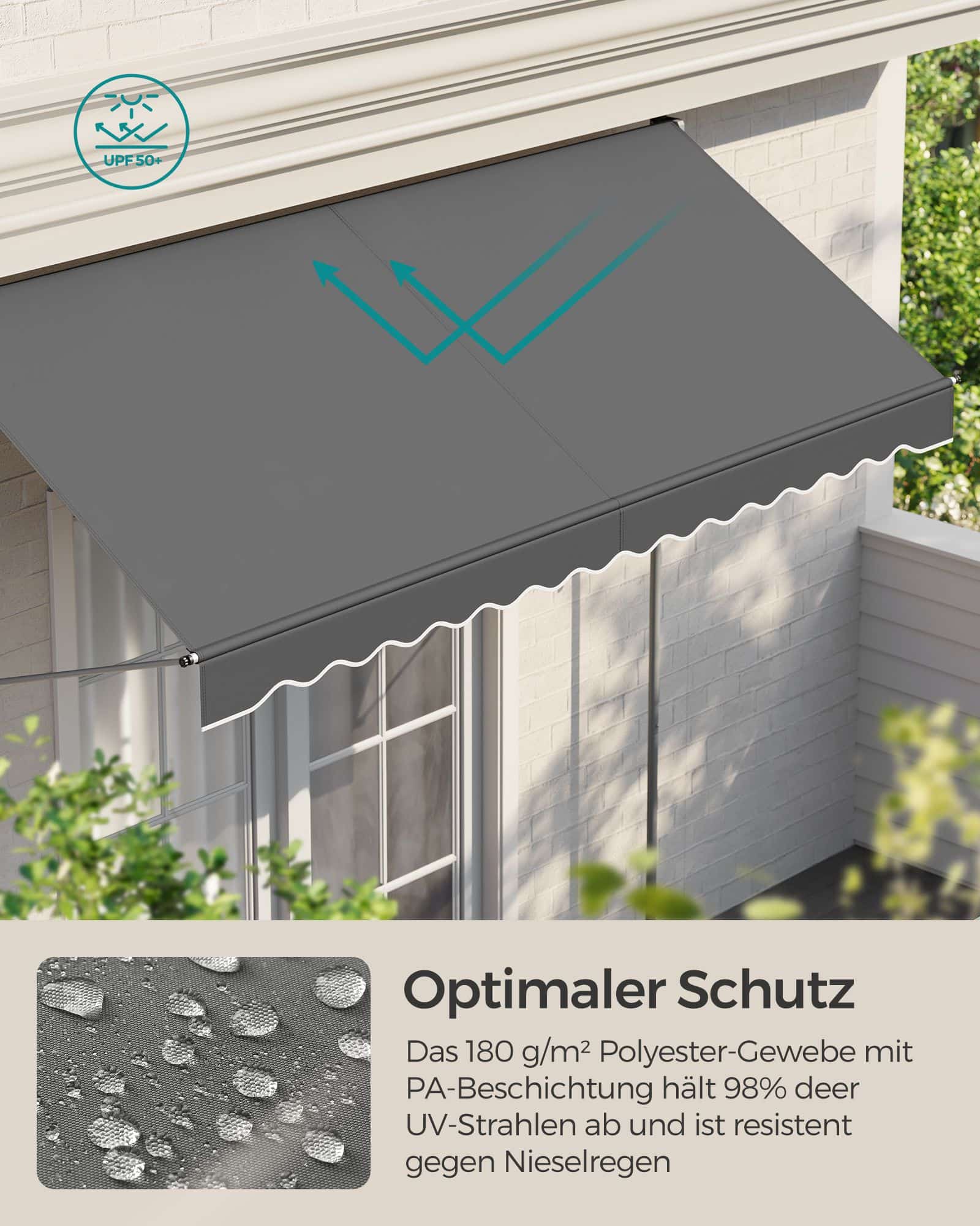 Klemmmarkise mit Handkurbel 300 x 120 cm anthrazit Klemmmarkise mit Handkurbel 300 x 120 cm anthrazit