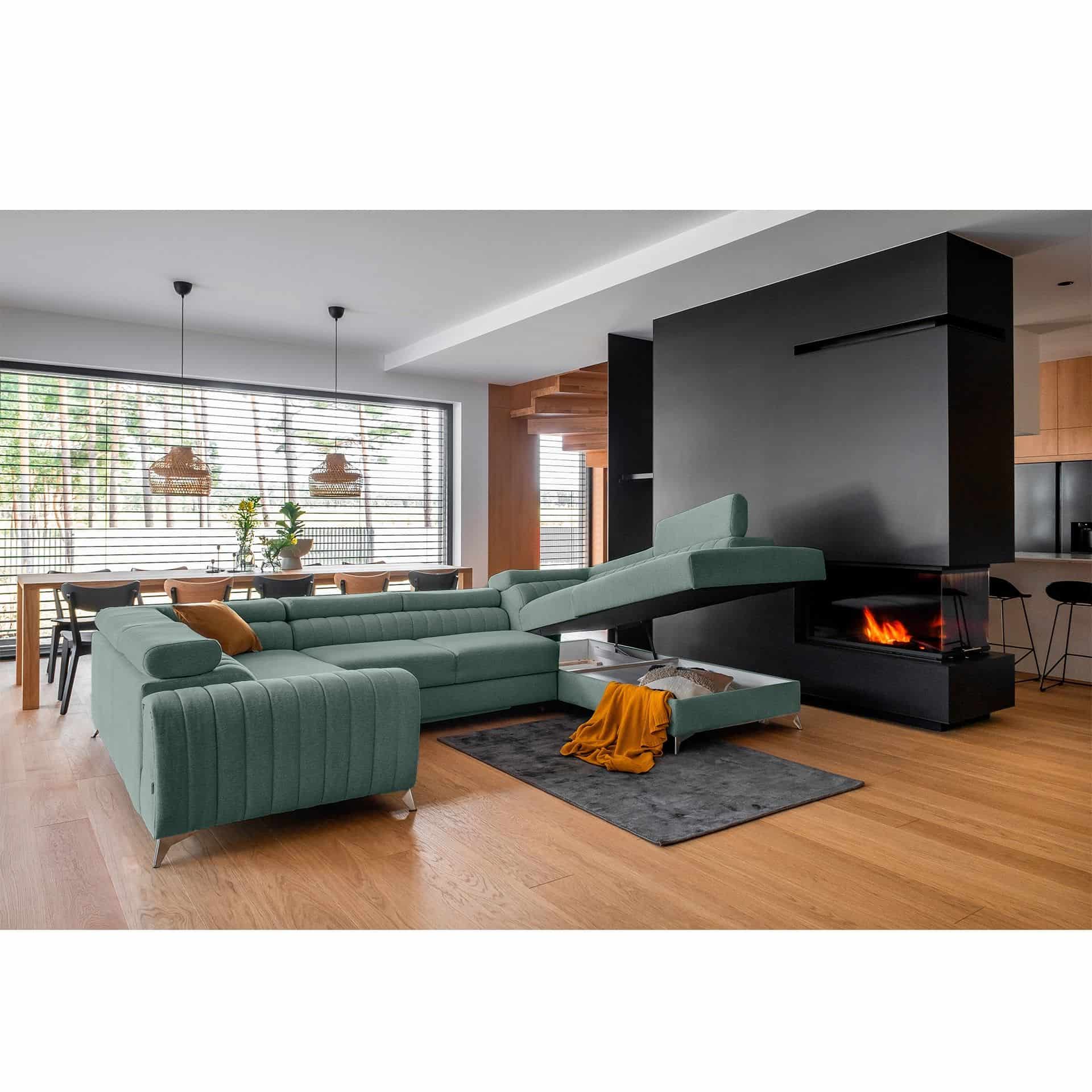 Louis Wohnlandschaft mit Schlaffunktion & Bettkasten - Poco-Stoff Louis Wohnlandschaft mit Schlaffunktion & Bettkasten - Poco-Stoff
