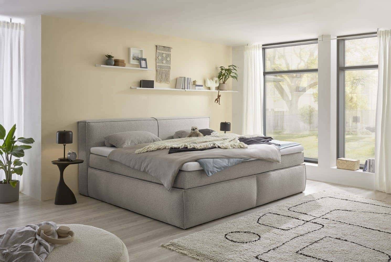 Boxspringbett Sandon 180 x 200 cm Farbe Stone mit Duo Matratze und HR Topper | sofort lieferbar Boxspringbett Sandon 180 x 200 cm Farbe Stone mit Duo Matratze und HR Topper | sofort lieferbar