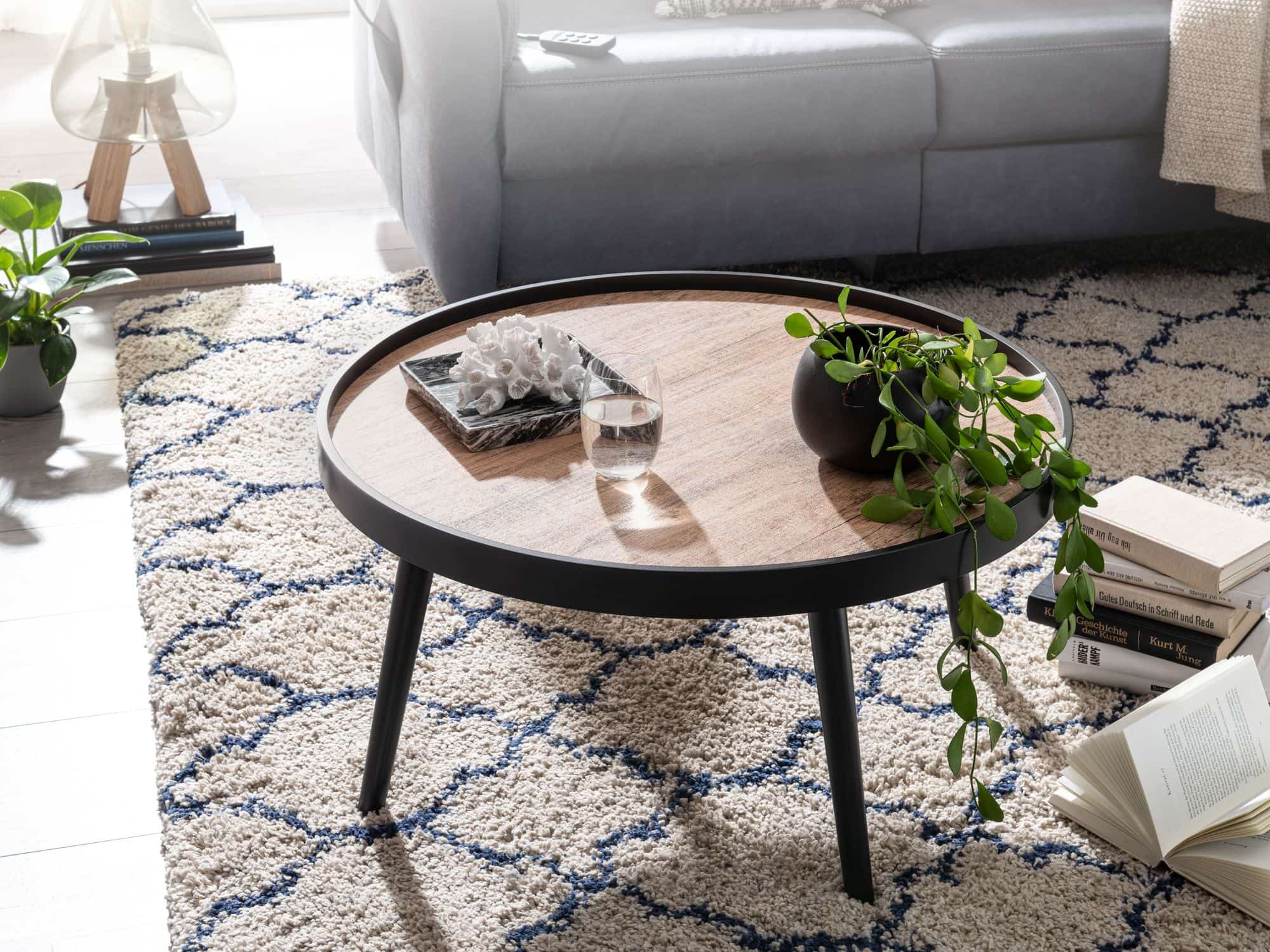 64449-Wohnling-Couchtisch-rund-76x39-cm-WL6-496-WL6-496_5 Wohnling Couchtisch rund 76 cm – Schwarz/Braun Industrial