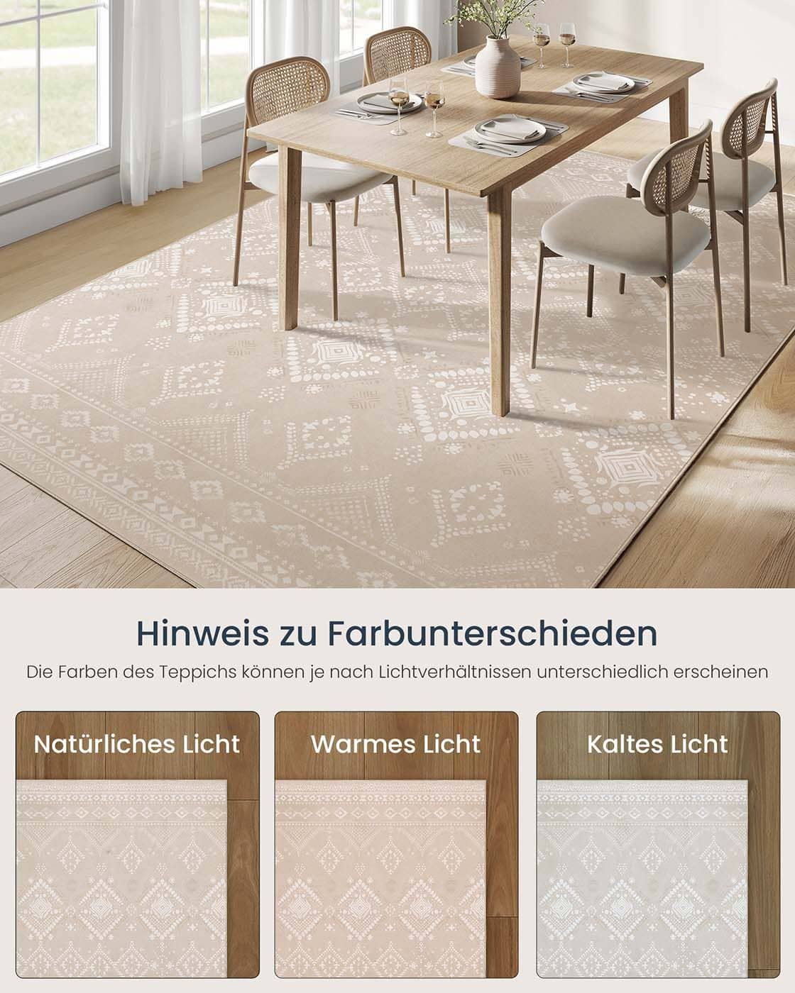 Boho Teppich 200 x 290 cm flauschig cappuccinobeige Boho Teppich 200 x 290 cm flauschig cappuccinobeige