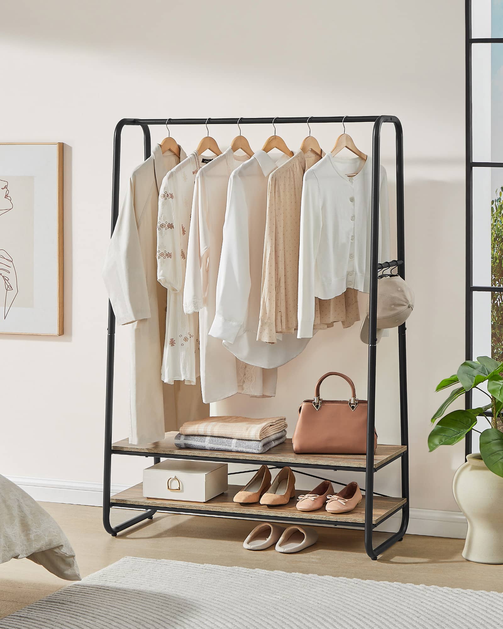 Kleiderständer mit 2 Ablagen türkisbraun-mattschwarz Kleiderständer mit 2 Ablagen türkisbraun-mattschwarz