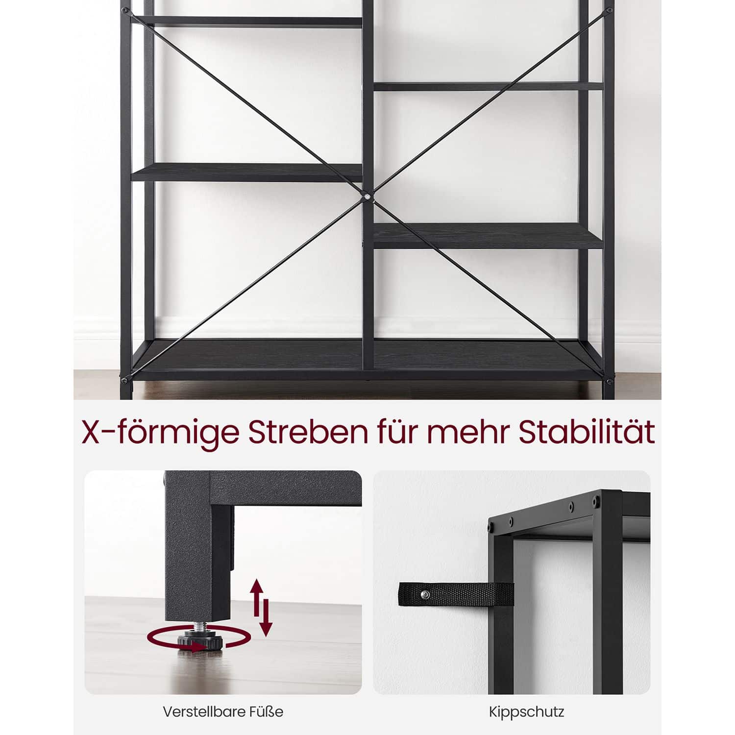 Bücherregal mit 5 Ebenen-LLS155B56 Bücherregal mit 5 Ebenen-LLS155B56