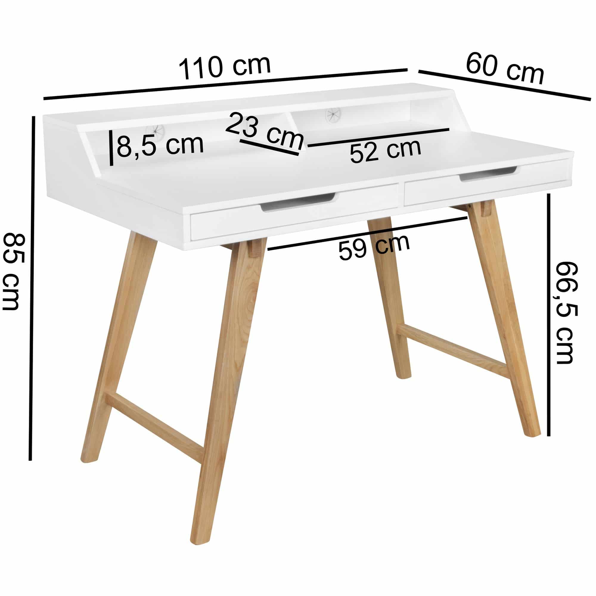 Schreibtisch 110 x 85 x 60 cm MDF-Holz skandinavisch weiß matt Arbeitstisch Schreibtisch 110 x 85 x 60 cm MDF-Holz skandinavisch weiß matt Arbeitstisch