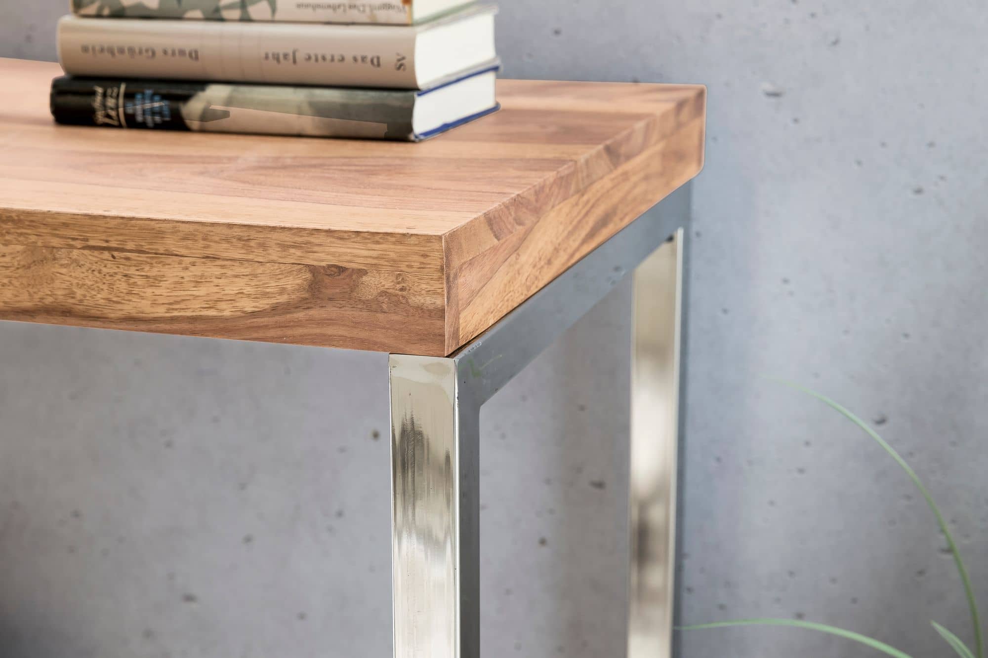 38395-WOHNLING-Konsolentisch-GUNA-Massivholz-Akaz_5 Konsolentisch GUNA Massivholz Akazie Konsole mit Metallbeinen Schreibtisch 120 x 45 cm Landhaus-Stil Sideboard