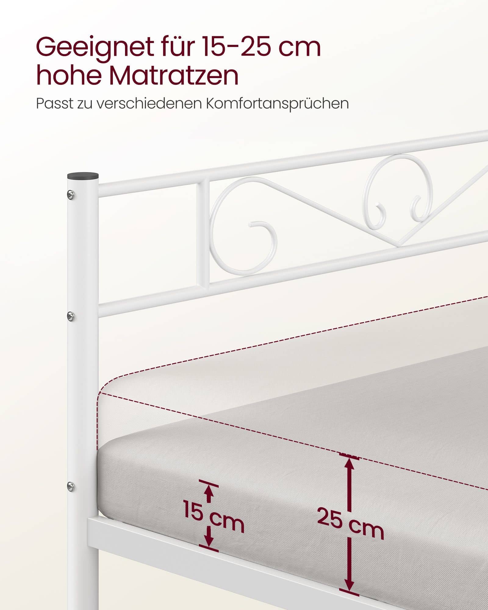 Einzelbettgestell aus Metall Weiß Einzelbettgestell aus Metall Weiß