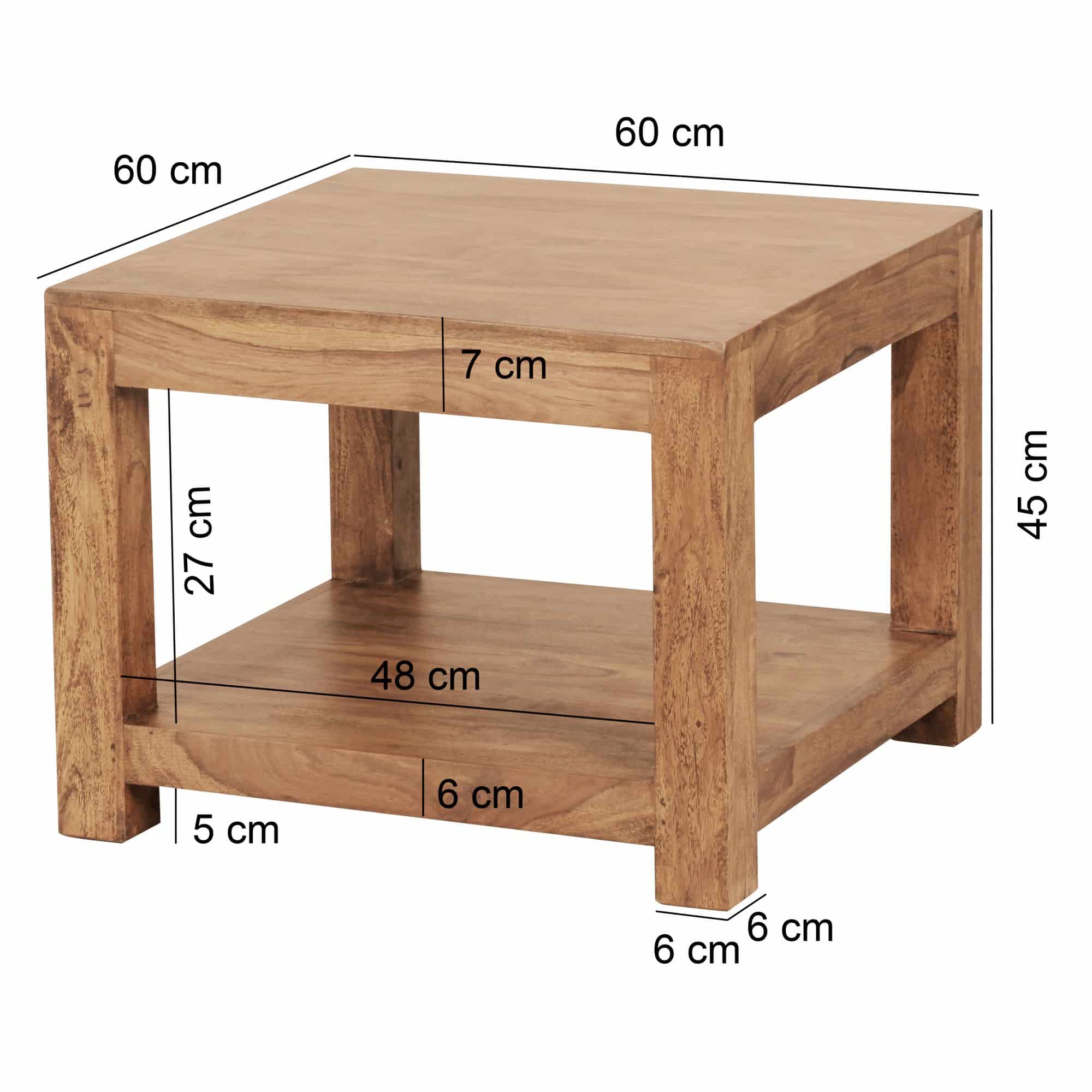 38743-WOHNLING-Couchtisch-MUMBAI-Massiv-Holz-Akaz_2 Couchtisch MUMBAI Massiv-Holz Akazie 60 x 60 cm Wohnzimmer-Tisch Design dunkel-braun Landhaus-Stil Beistelltisch