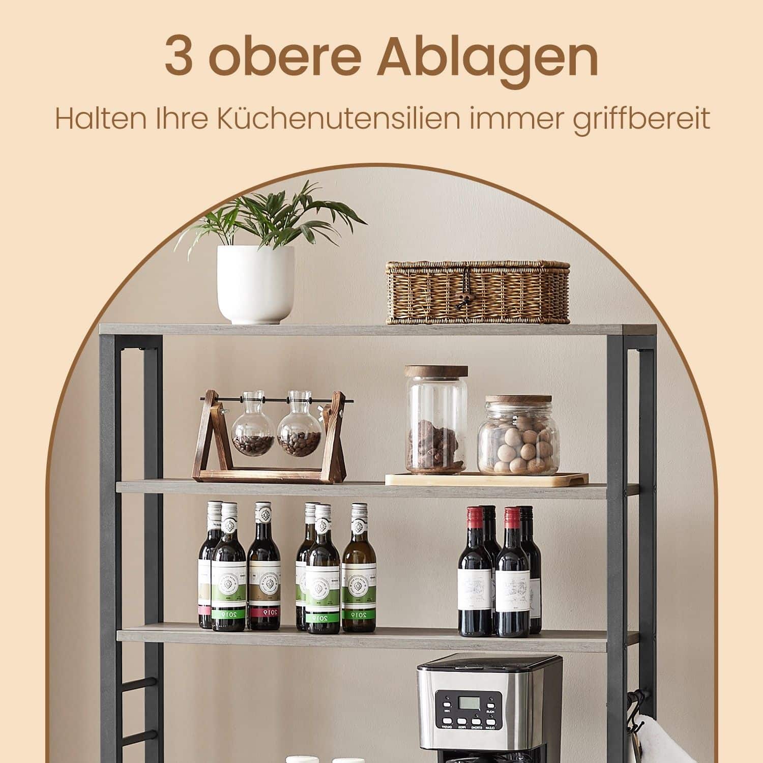 VASAGLE Küchenregal 40×80×167 cm anthrazitgrau