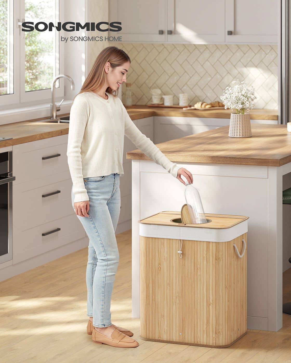 Pfandflaschen-Sammelbehälter 95 L mit Loch und Deckel