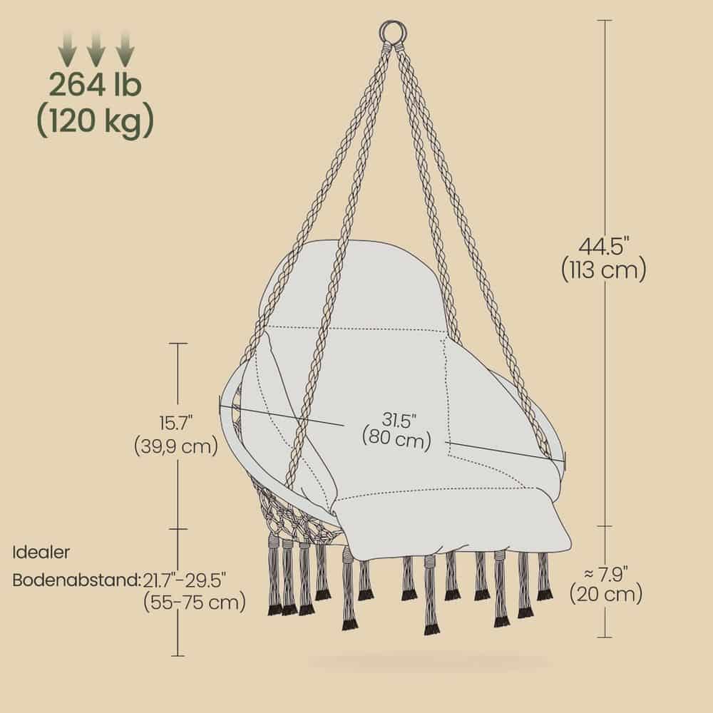 Hängesessel, bis 120 kg belastbar, Hängeschaukel Hängesessel, bis 120 kg belastbar, Hängeschaukel