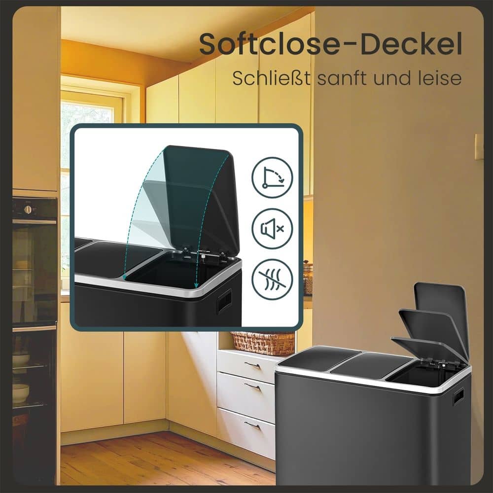 Mülleimer Küche, 3 x 18 L, Mülltrennsystem 3 Fächer Mülleimer Küche, 3 x 18 L, Mülltrennsystem 3 Fächer