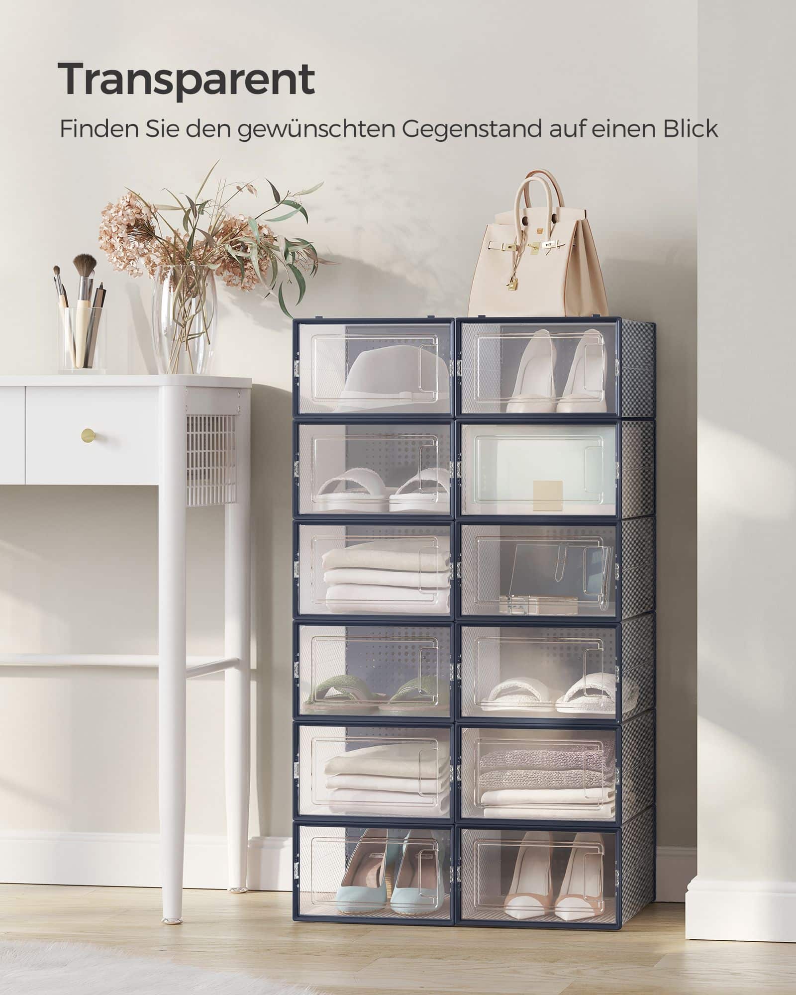 Schuhboxen 12er Set transparent-anthrazitblau-LSP12SB30 Schuhboxen 12er Set transparent-anthrazitblau-LSP12SB30