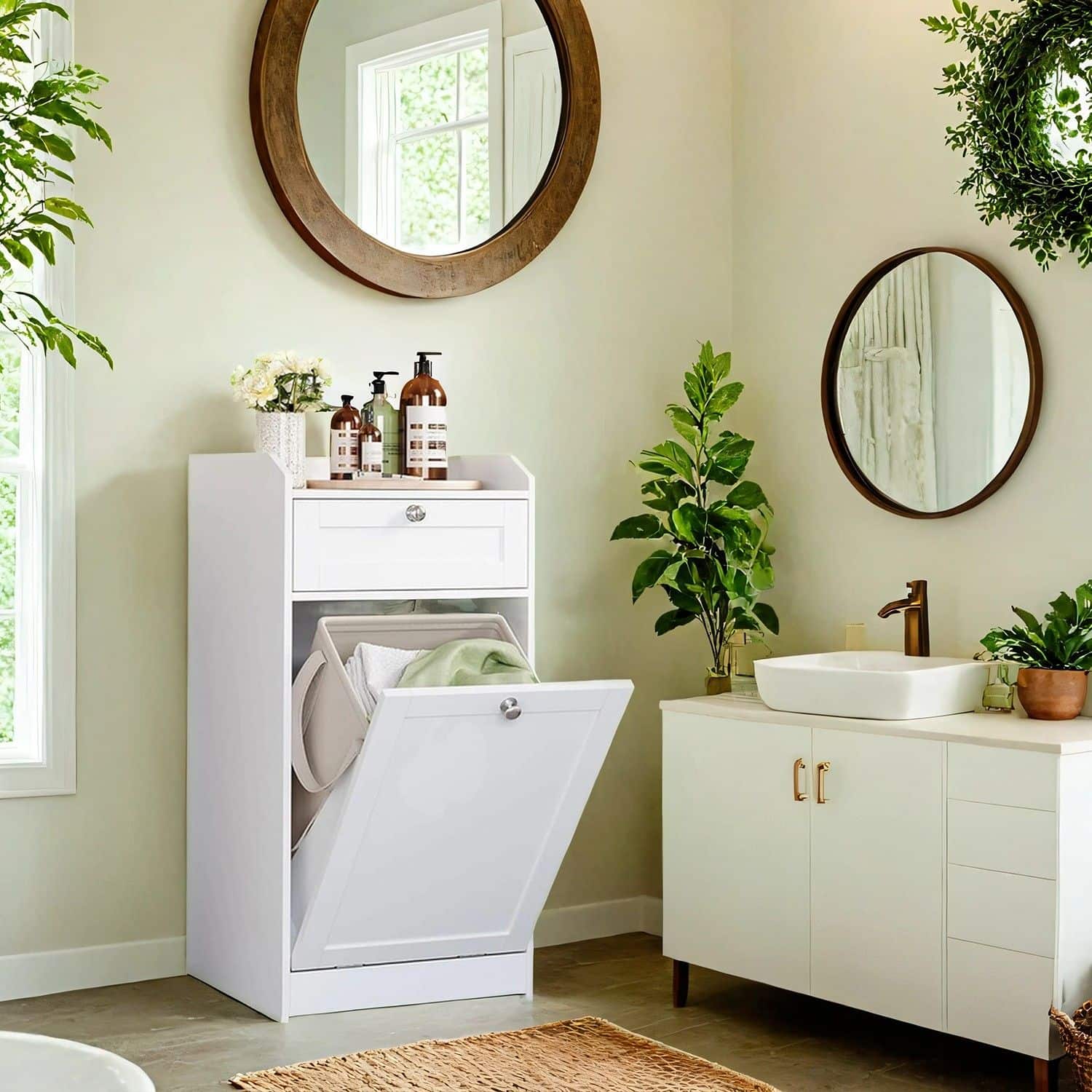 Badezimmerschrank mit Wäschekorb 40 x 40 x 80,2 cm Badezimmerschrank mit Wäschekorb 40 x 40 x 80,2 cm