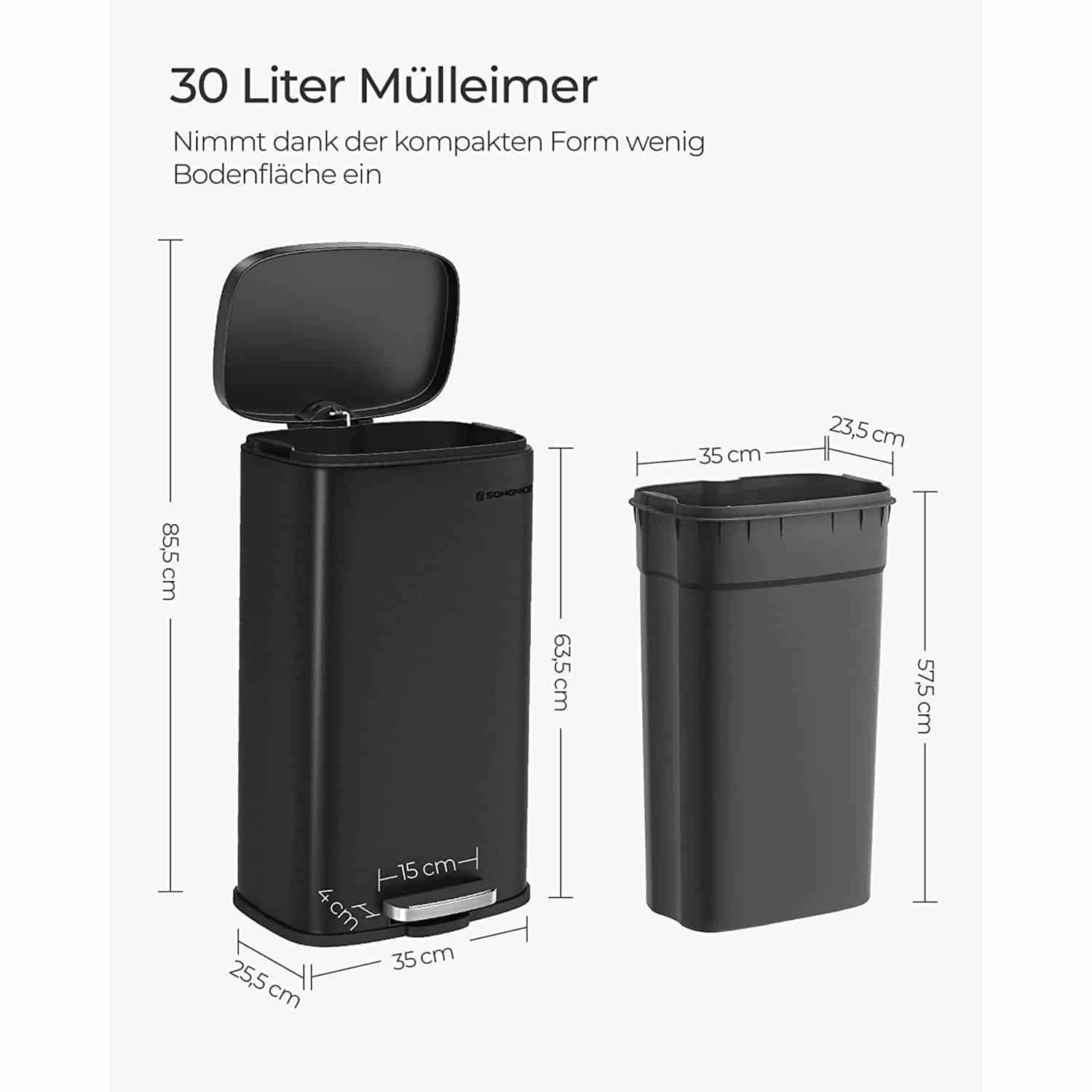 Mülleimer für die Küche schwarz-B34LTB03BK Mülleimer für die Küche schwarz-B34LTB03BK