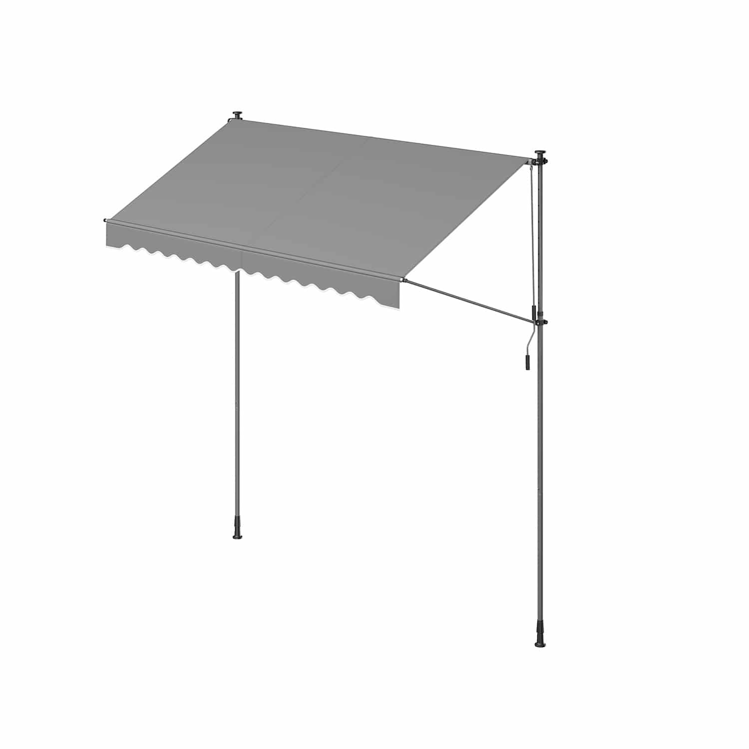 Klemmmarkise mit Handkurbel 300 x 120 cm grau