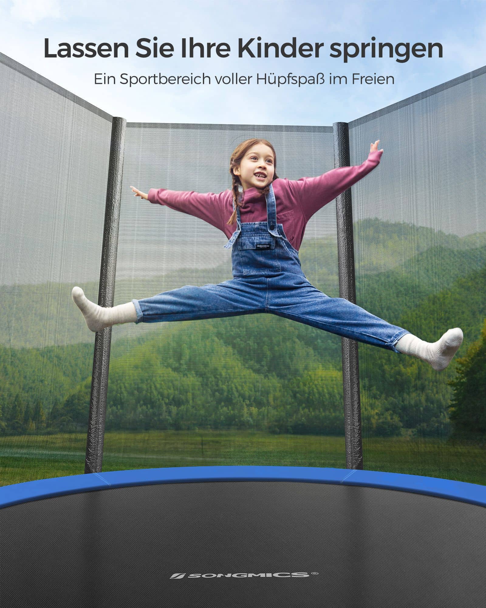 Trampolin Ø 183 cm mit Netz für Garten blau-STR061Q01 Trampolin Ø 183 cm mit Netz für Garten blau-STR061Q01