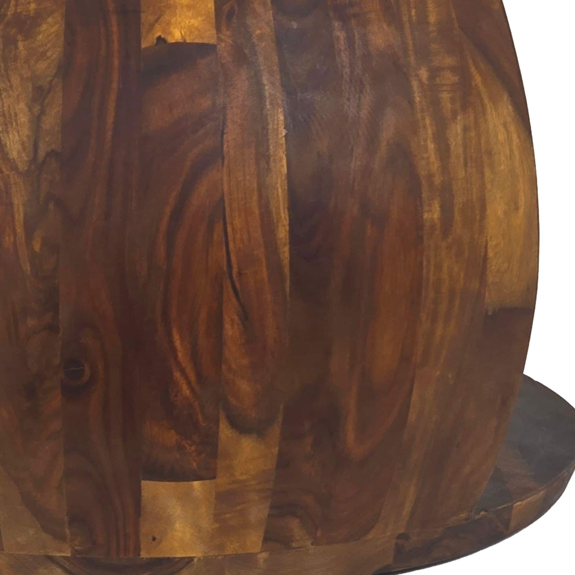 Couchtisch Sheesham Massivholz rund 60 cm x 50 cm x 40 cm · Wohnzimmertisch mit Ablagefach · Handgefertigter Sofatisch aus Echtholz im natürlichen Landhaus Design