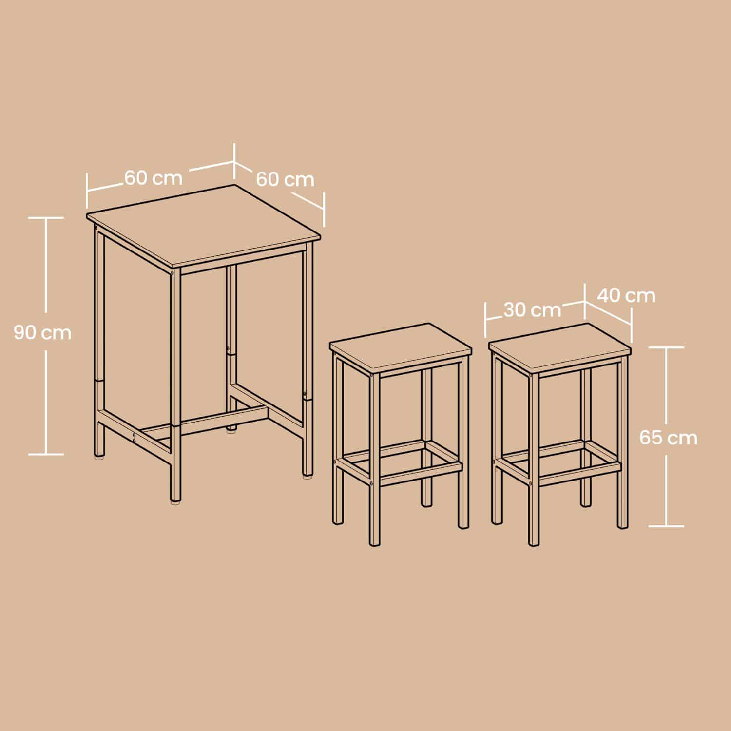 Esstisch mit 2 Stühlen, Bartisch mit Barhocker, für Esszimmer Esstisch mit 2 Stühlen, Bartisch mit Barhocker, für Esszimmer