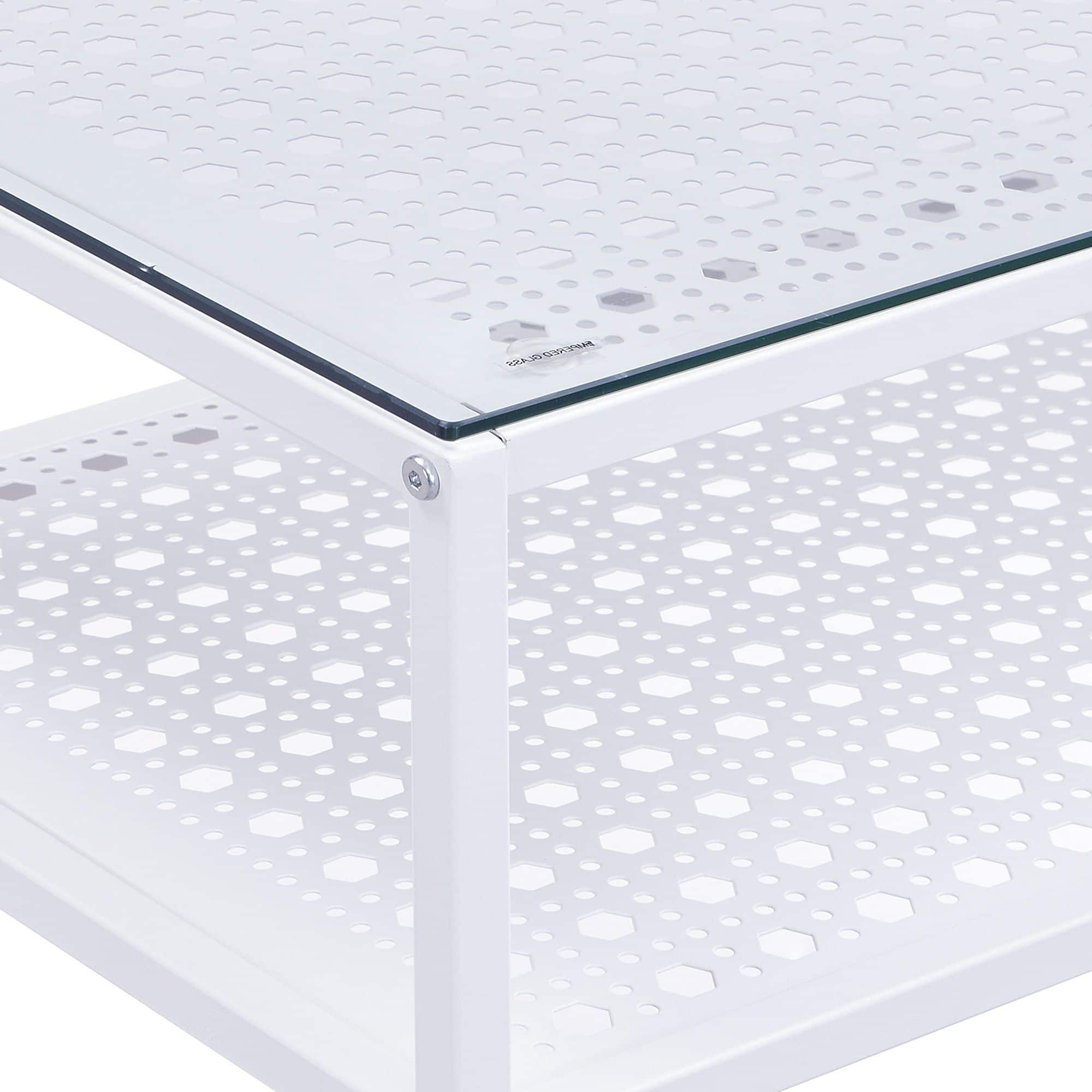 Konsolentisch Glas Metall 80x40x77 cm Flurtisch Weiß Schmal