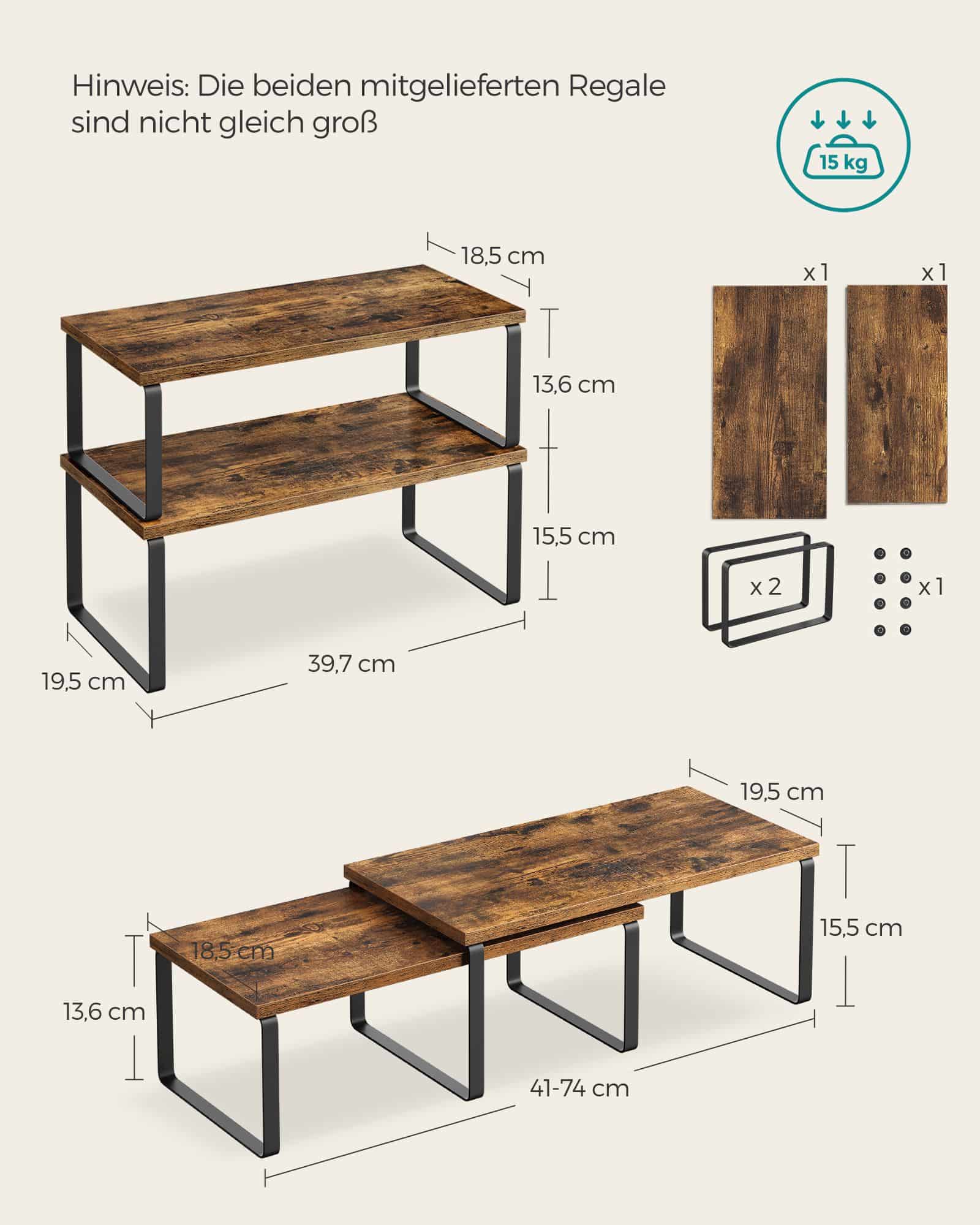 Küchen-Organizer Metall stapelbar tintenschwarz-vintagebraun Küchen-Organizer Metall stapelbar tintenschwarz-vintagebraun