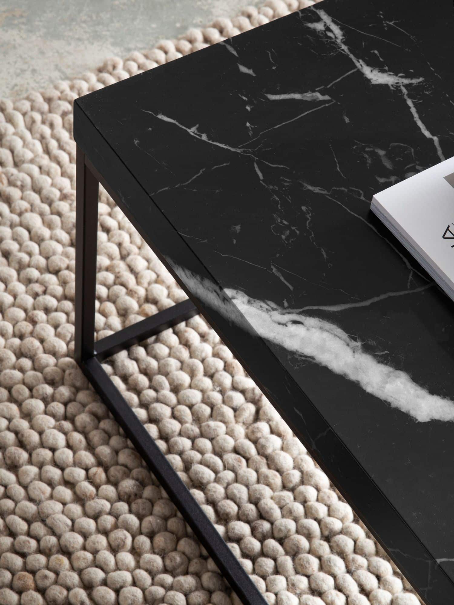 Couchtisch 120x60x38 cm Schwarz Sofatisch in Marmor-Optik Modern Couchtisch 120x60x38 cm Schwarz Sofatisch in Marmor-Optik Modern