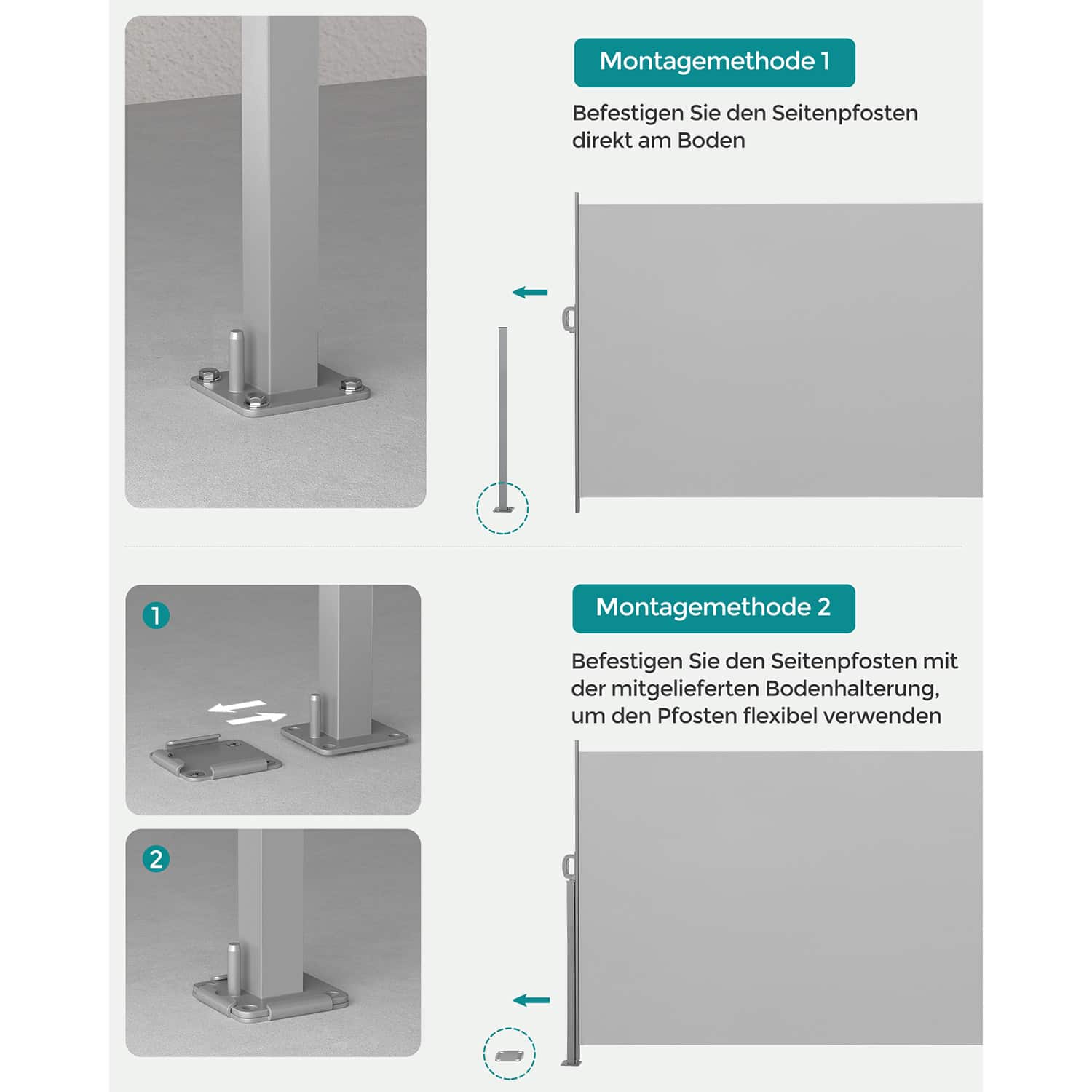 Seitenmarkise ausziehbar 200 x 350 cm für Balkon-B34GSA505G03