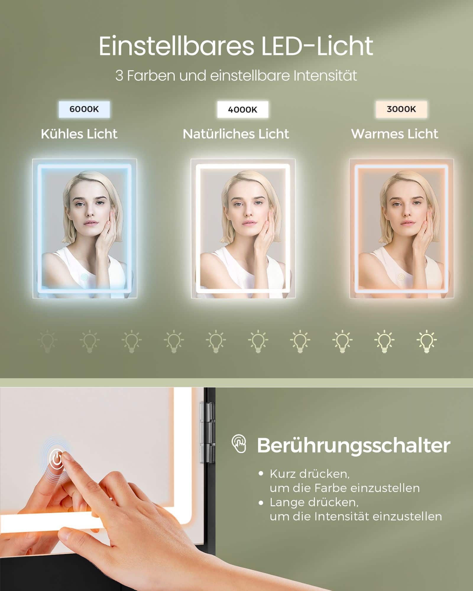 Schminktisch mit LED-Beleuchtung und Spiegel Schminktisch mit LED-Beleuchtung und Spiegel